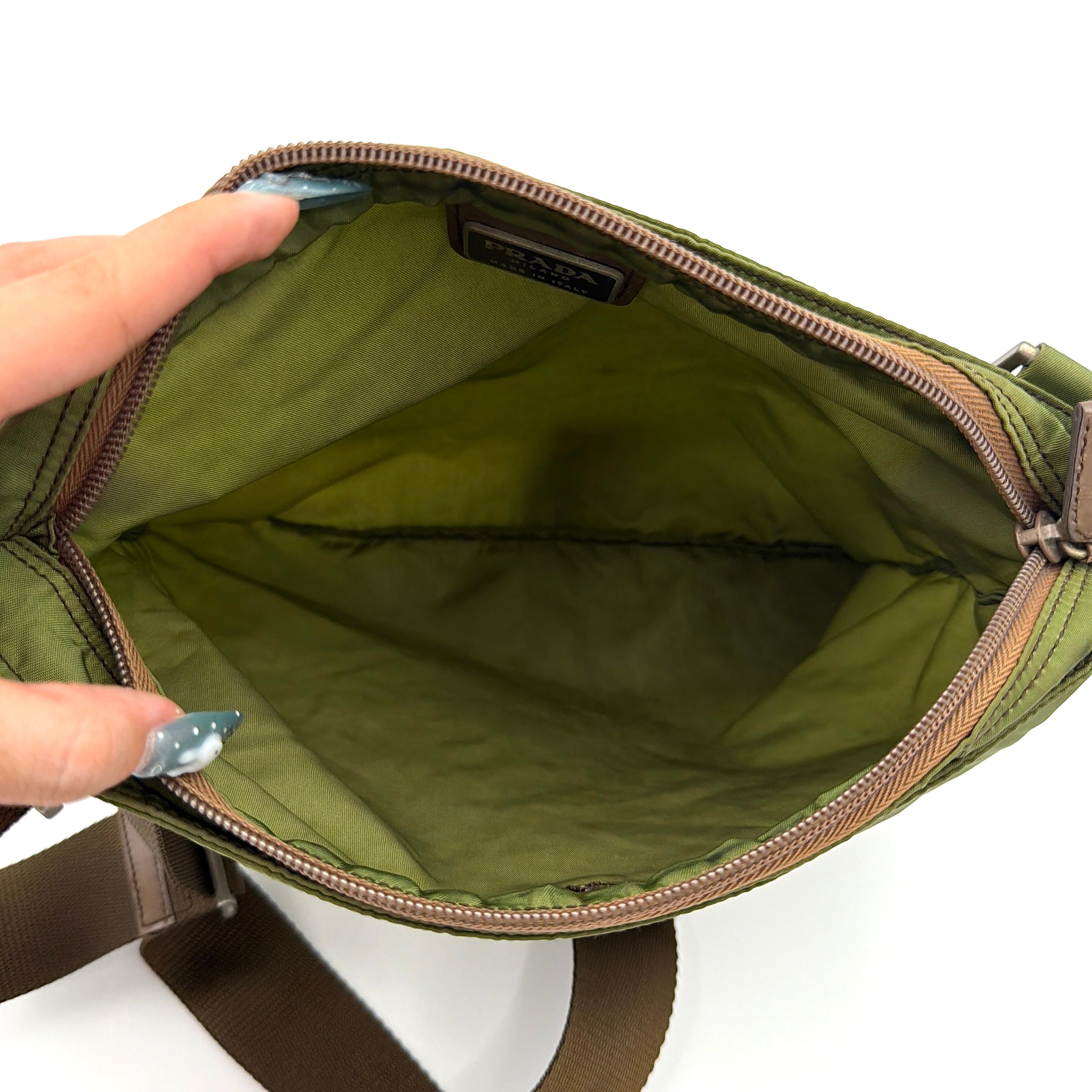 Prada Tessuto Nylon Crossbody Bag Olive Green