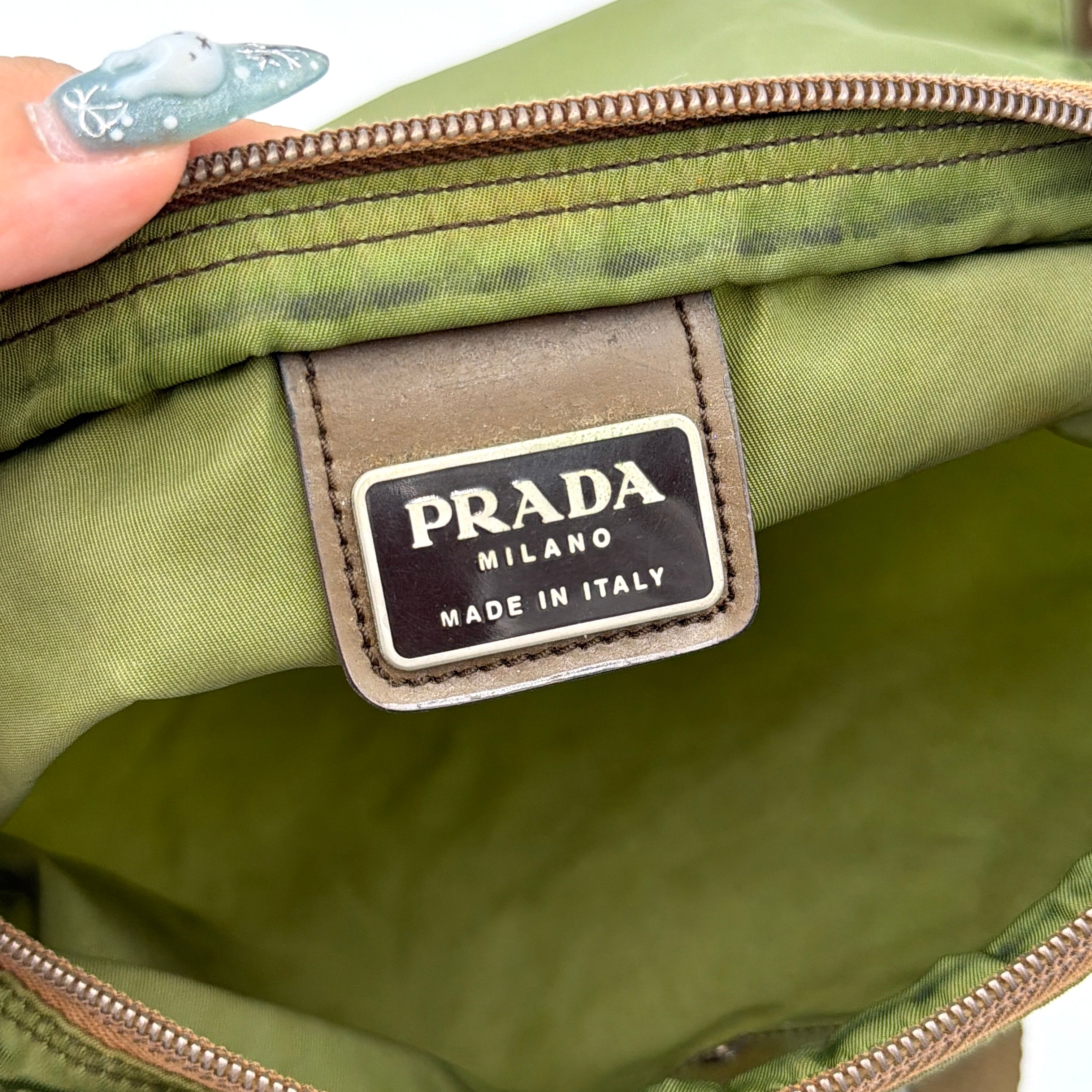 Prada Tessuto Nylon Crossbody Bag Olive Green