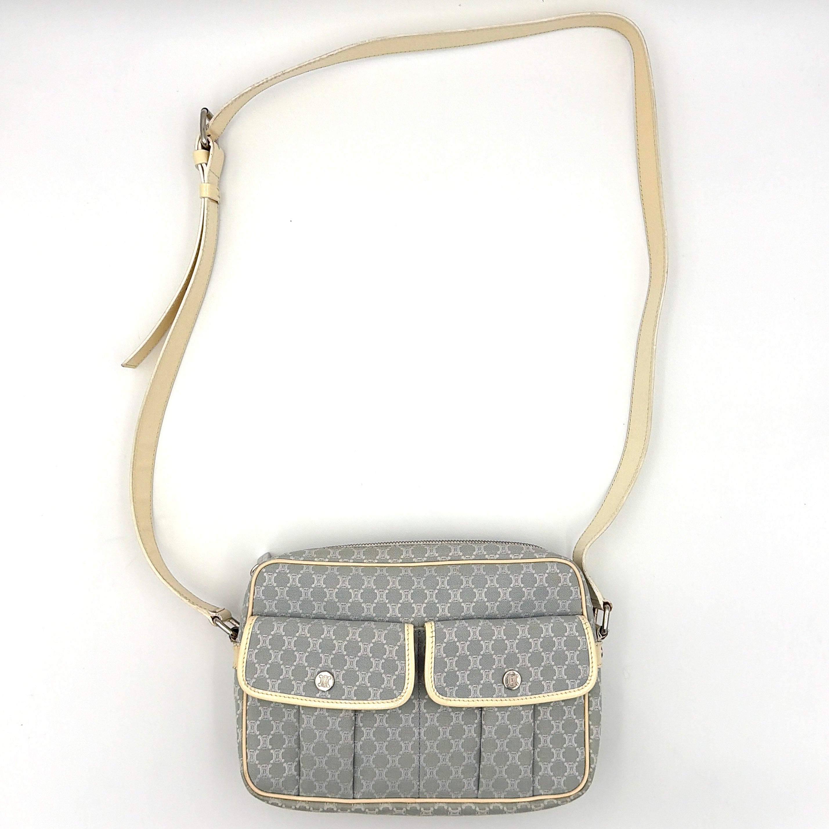 Celine Macadam Canvas Crossbody Bag Light Blue
