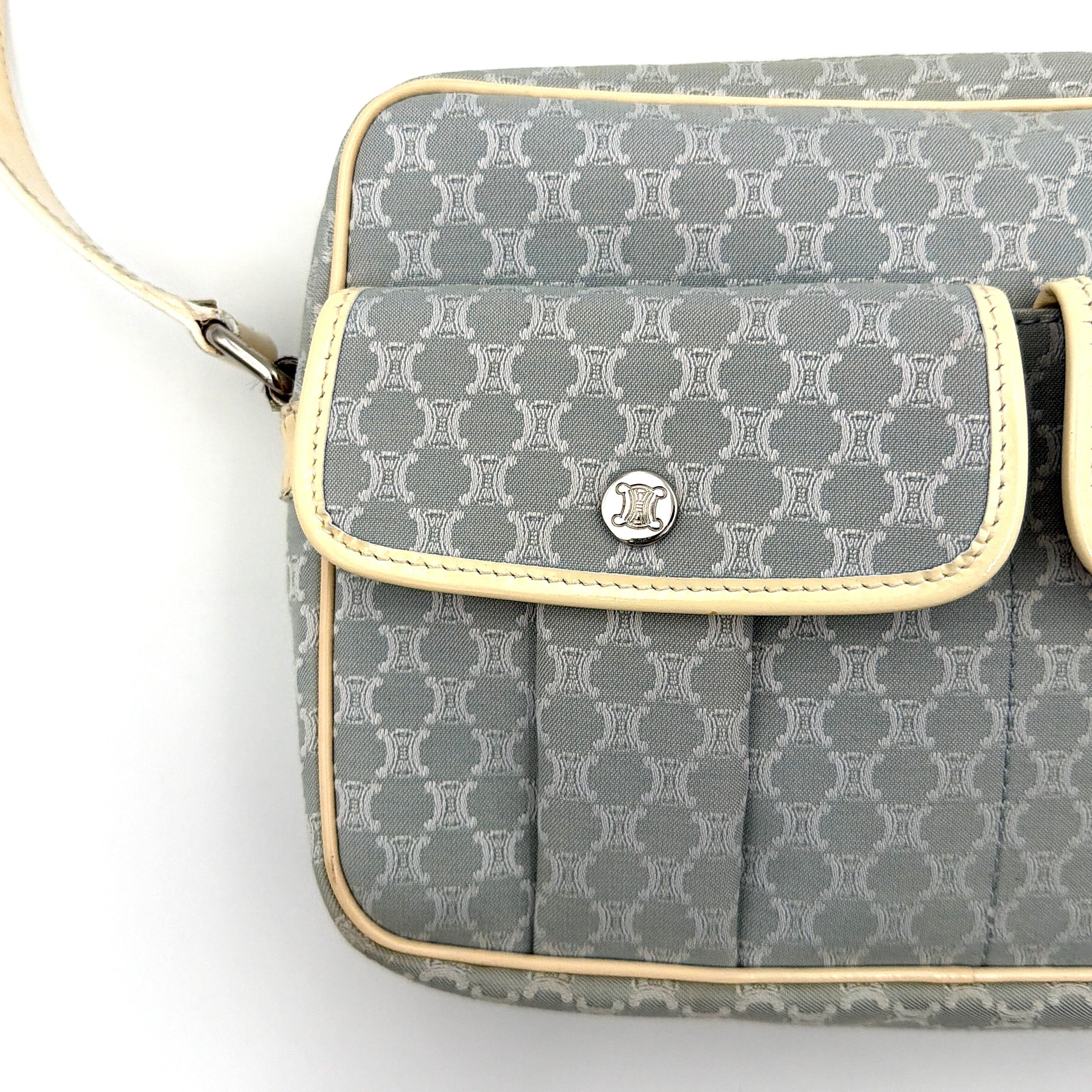 Celine Macadam Canvas Crossbody Bag Light Blue