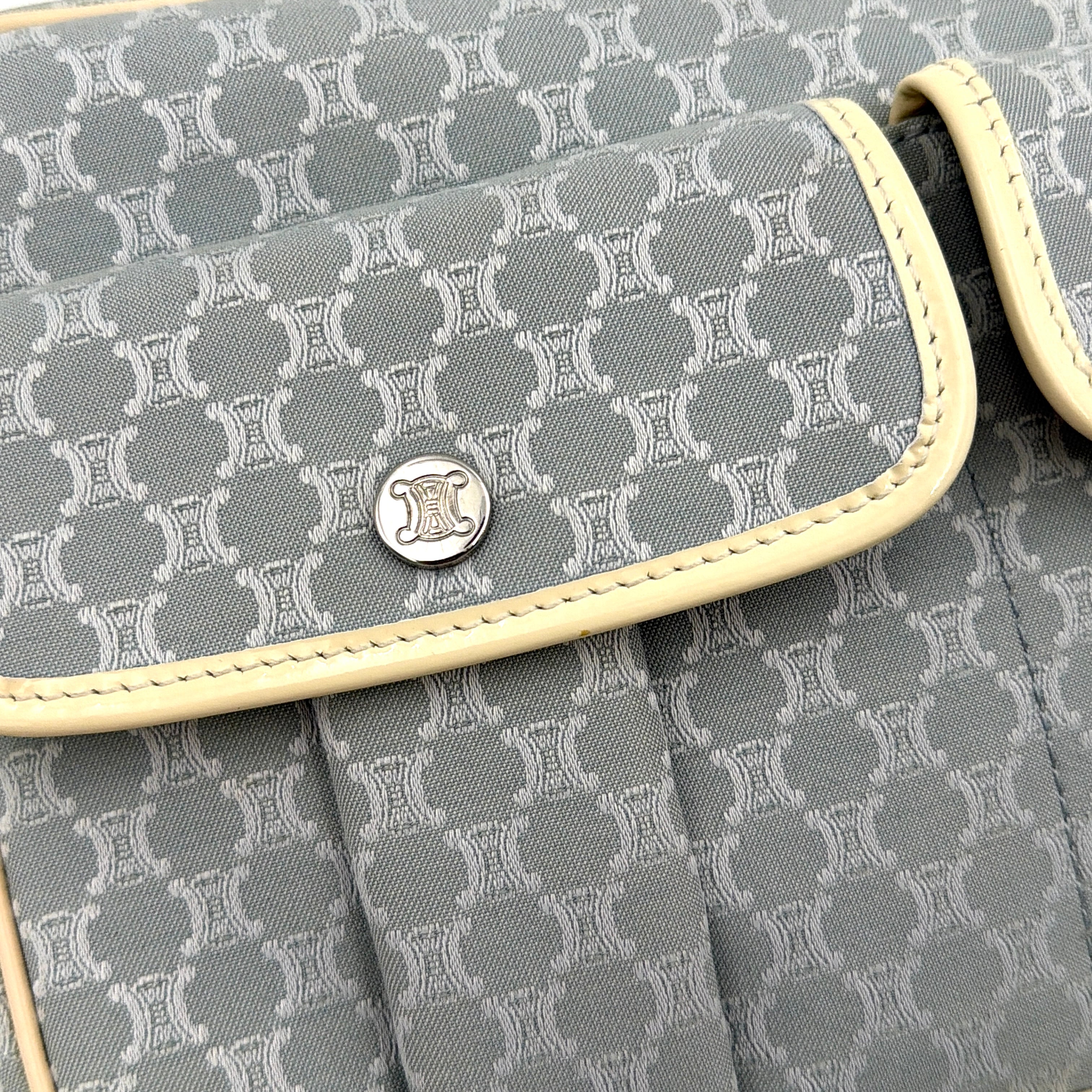 Celine Macadam Canvas Crossbody Bag Light Blue