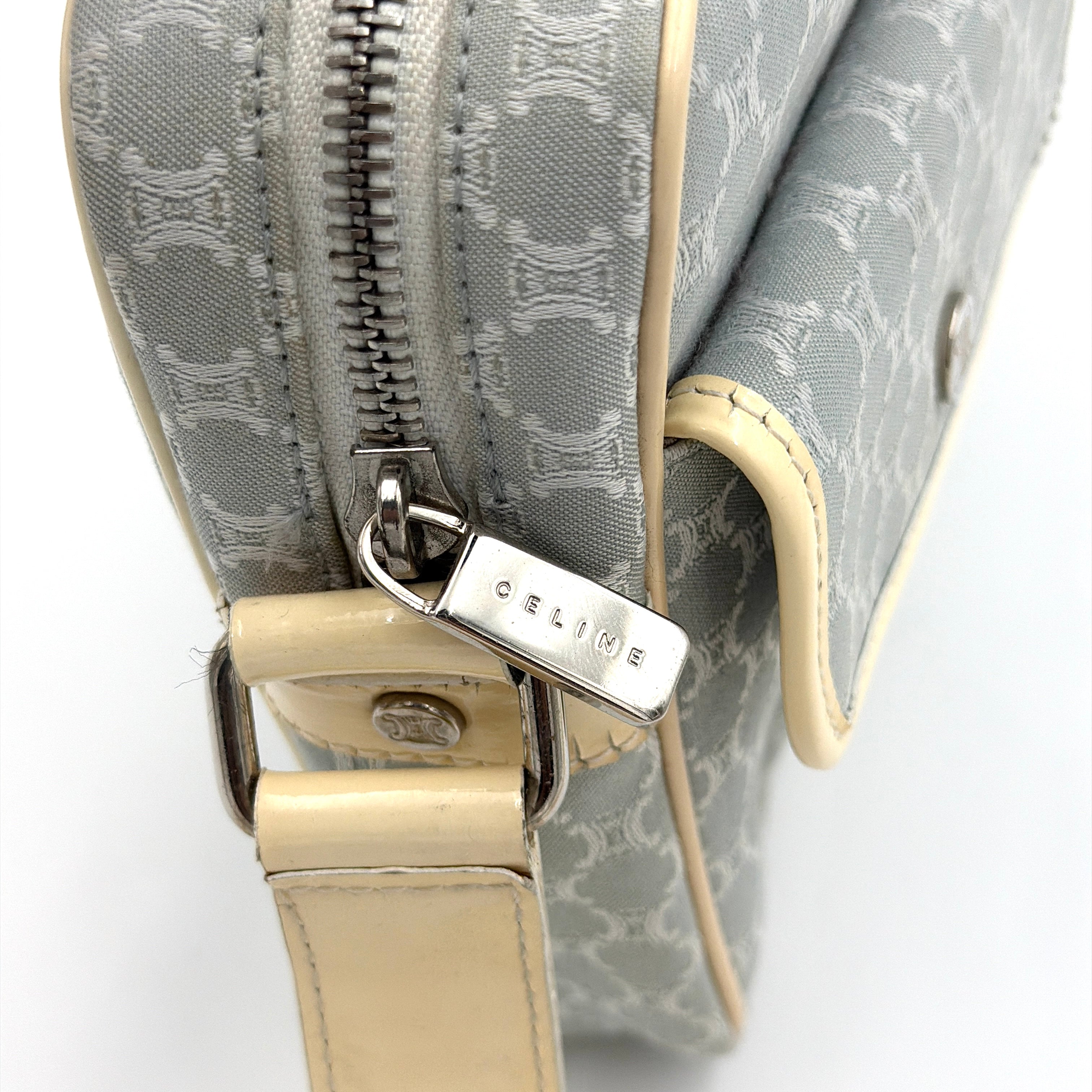 Celine Macadam Canvas Crossbody Bag Light Blue