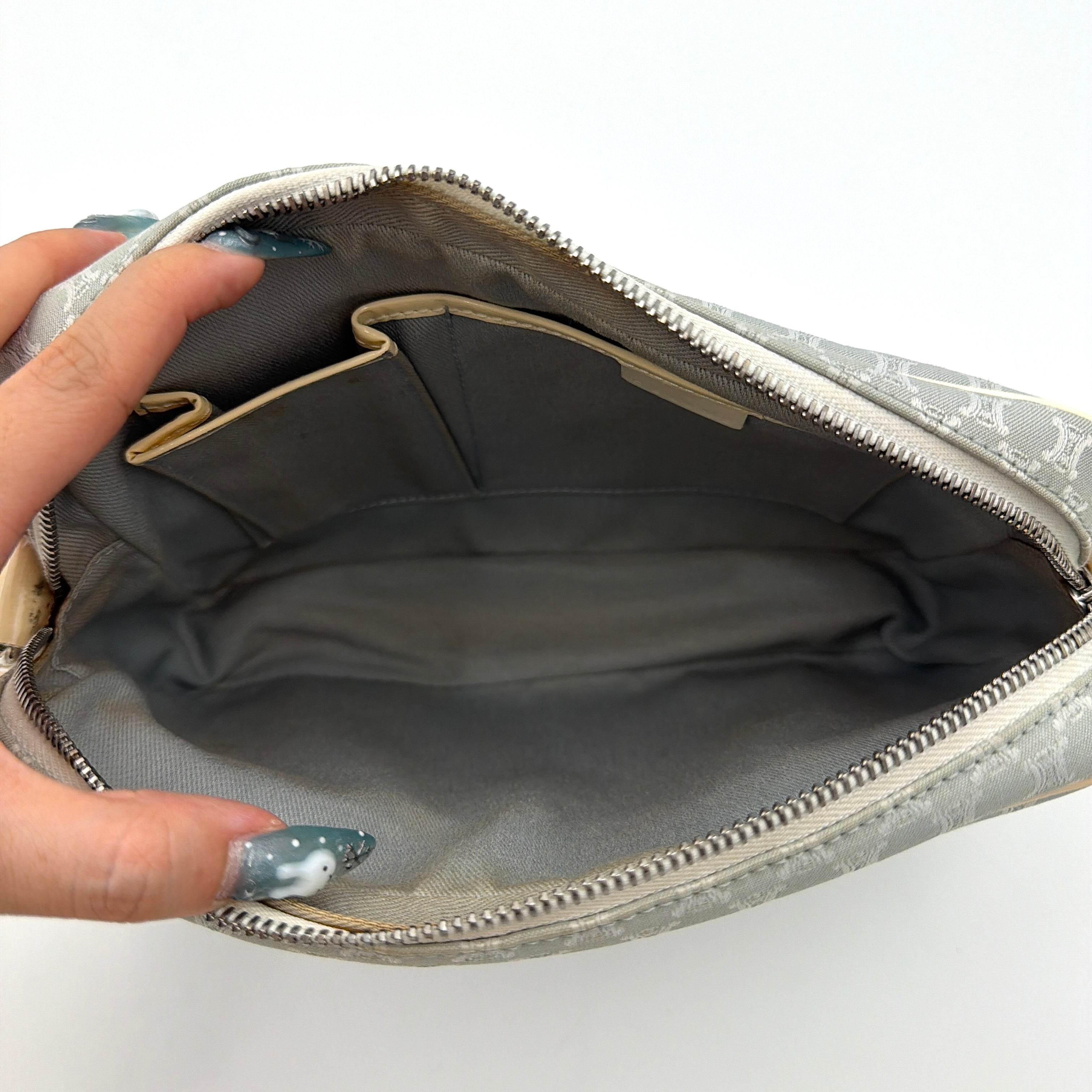 Celine Macadam Canvas Crossbody Bag Light Blue