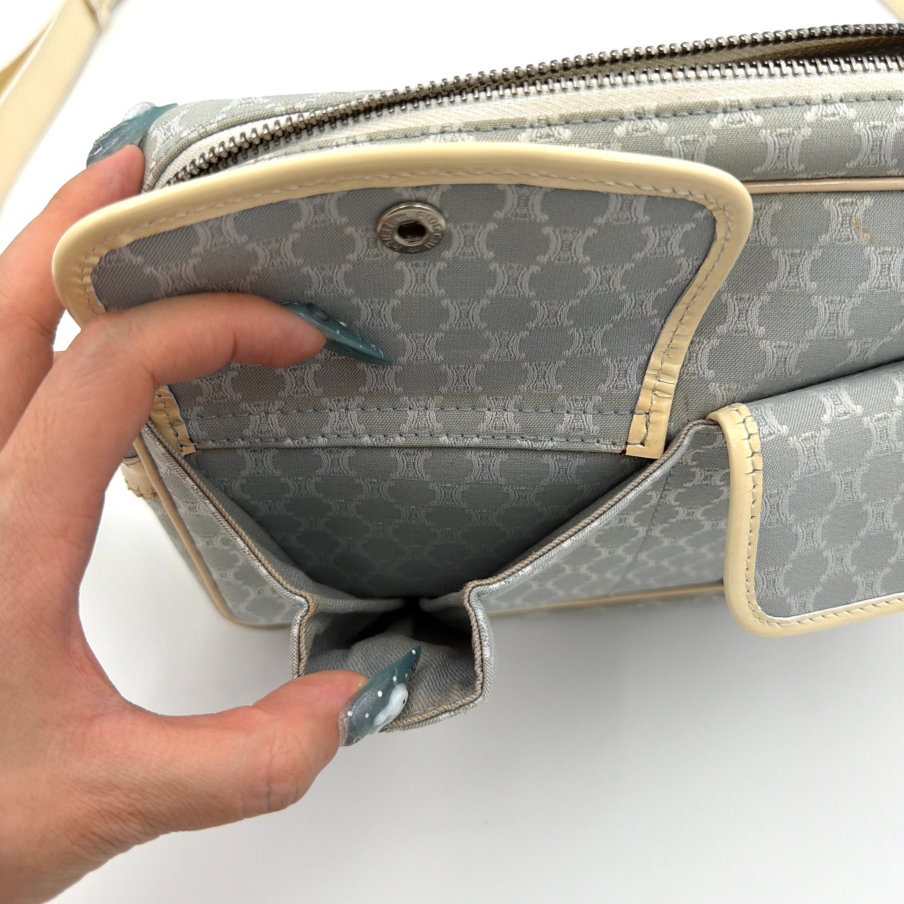 Celine Macadam Canvas Crossbody Bag Light Blue