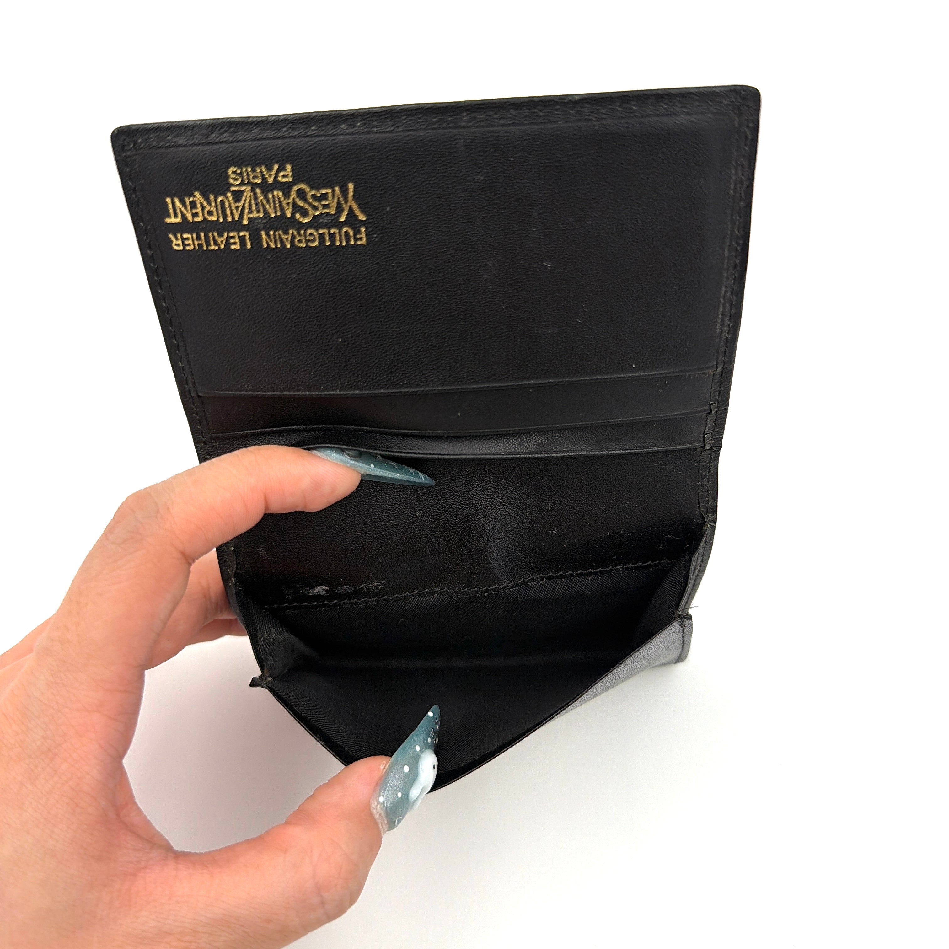 Saint Laurent Tiny Cassandre Credit Card Wallet Black