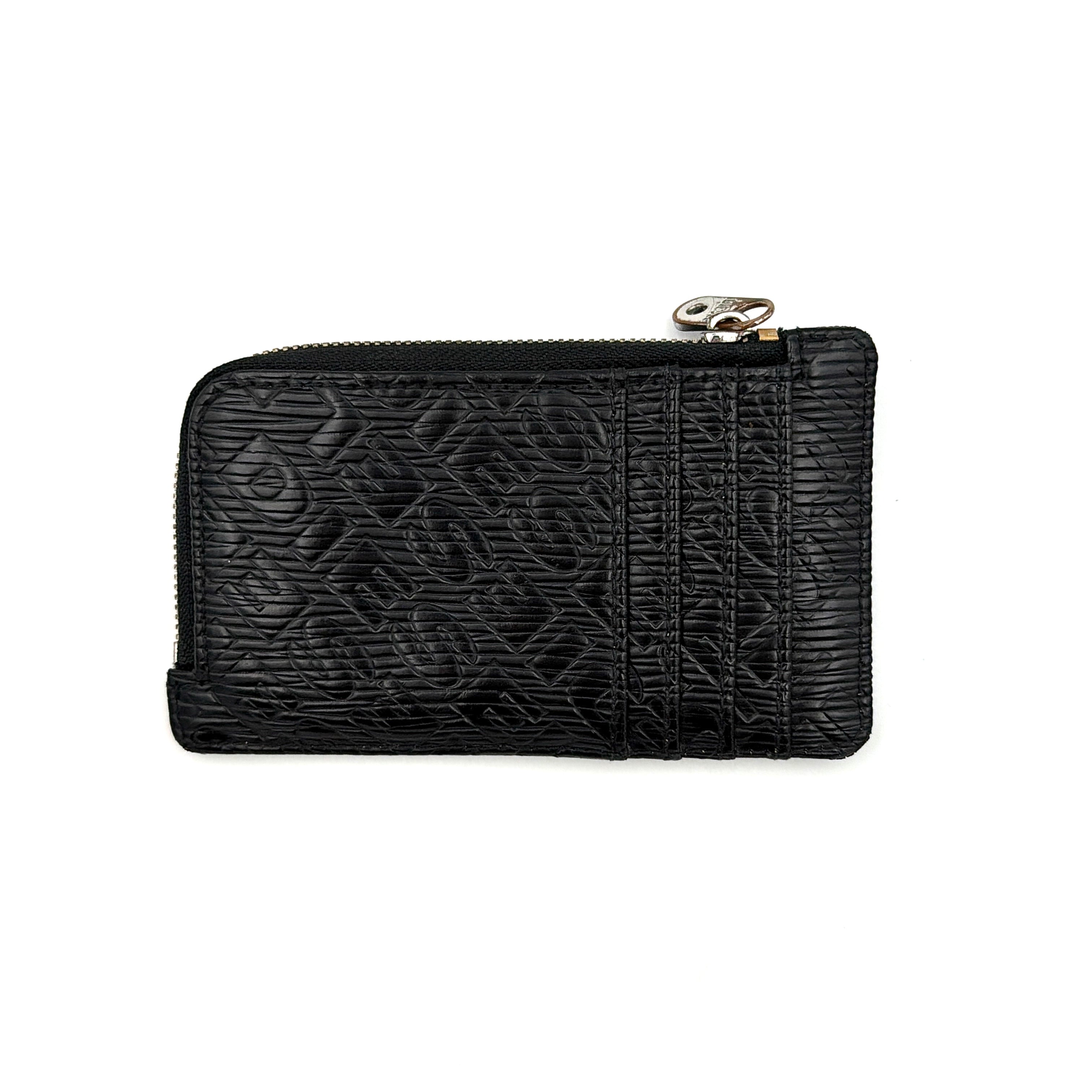 Diesel Logo Embossed Leather Cardholder Black