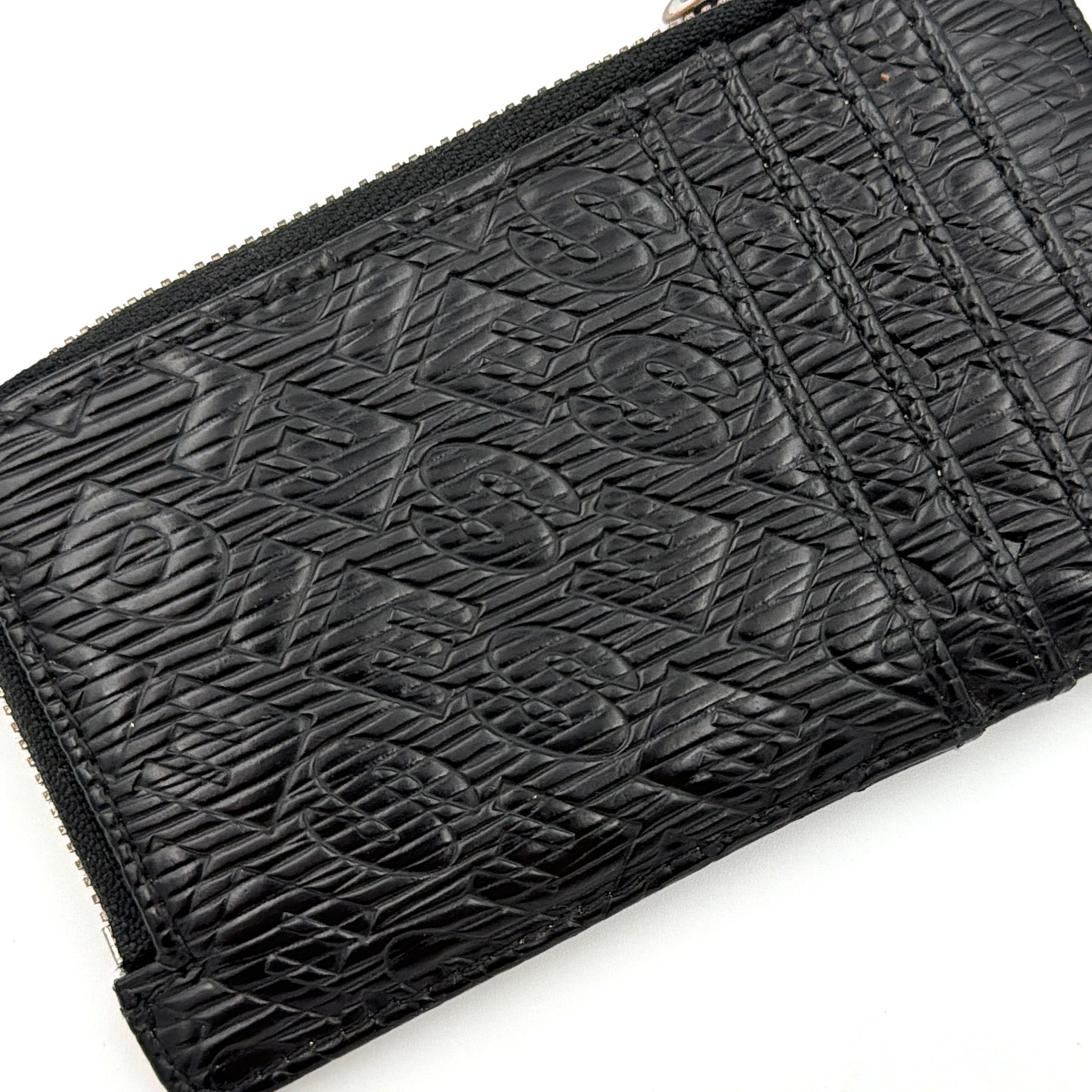 Diesel Logo Embossed Leather Cardholder Black