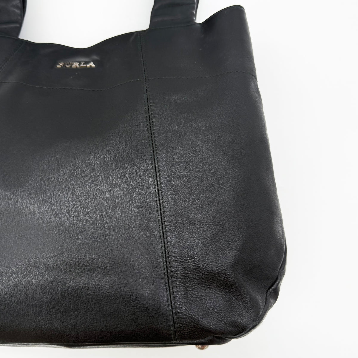 Furla Twisted Leather Tote Bag Black