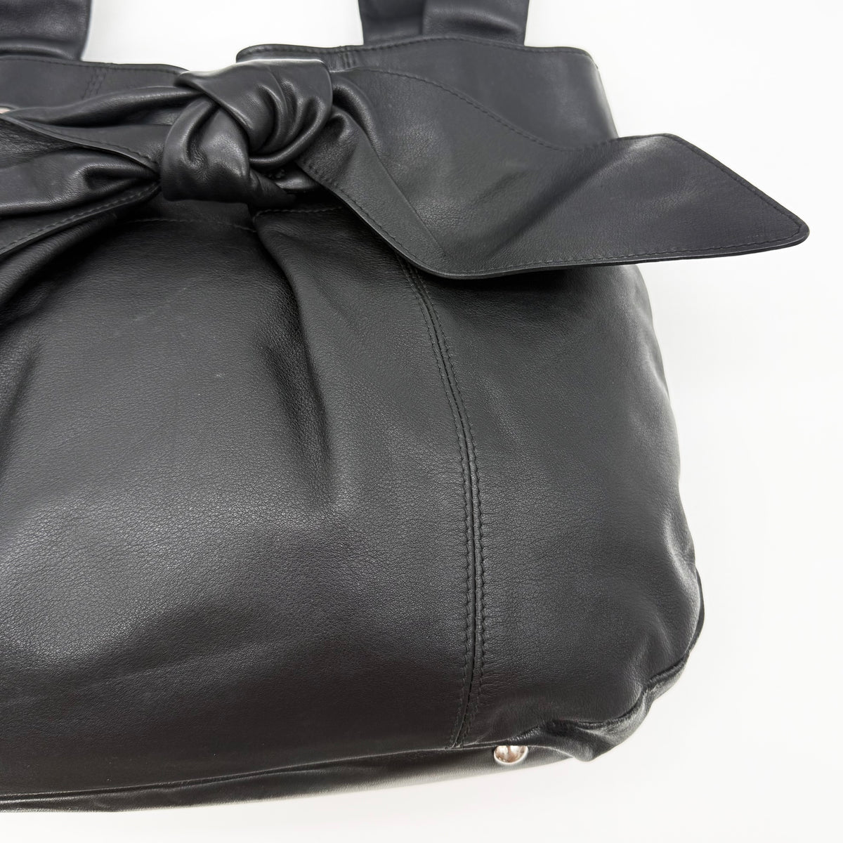 Furla Twisted Leather Tote Bag Black