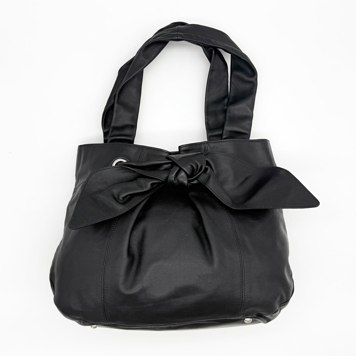 Furla Twisted Leather Tote Bag Black