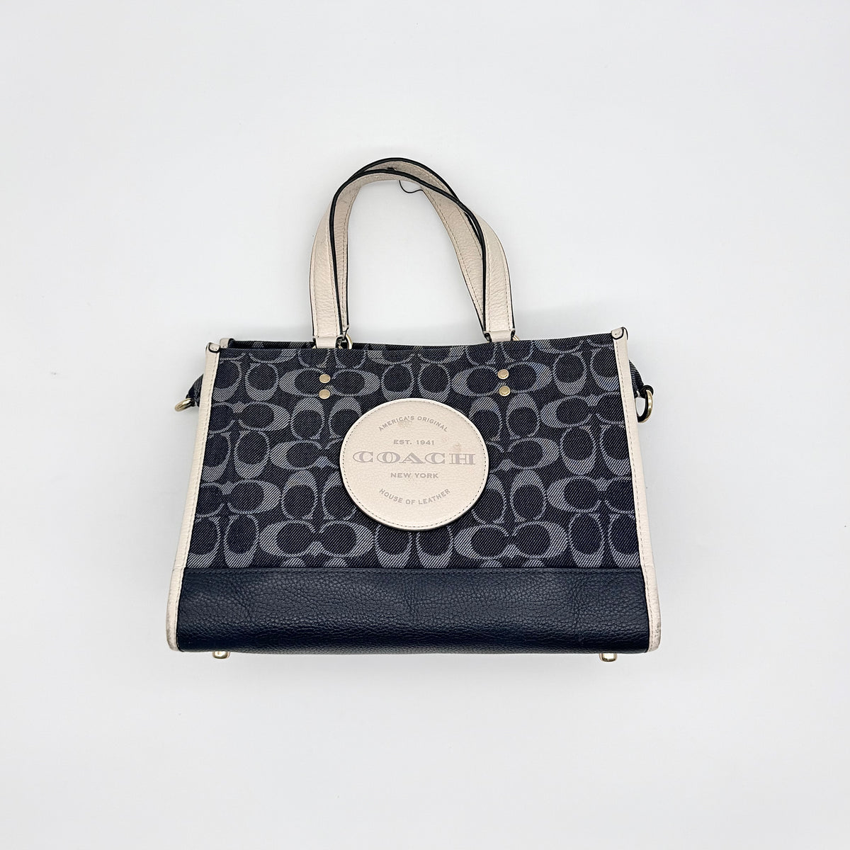 Coach 2Way Dempsey Carryall Tote Bag Blue/White