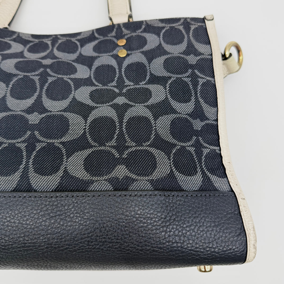 Coach 2Way Dempsey Carryall Tote Bag Blue/White
