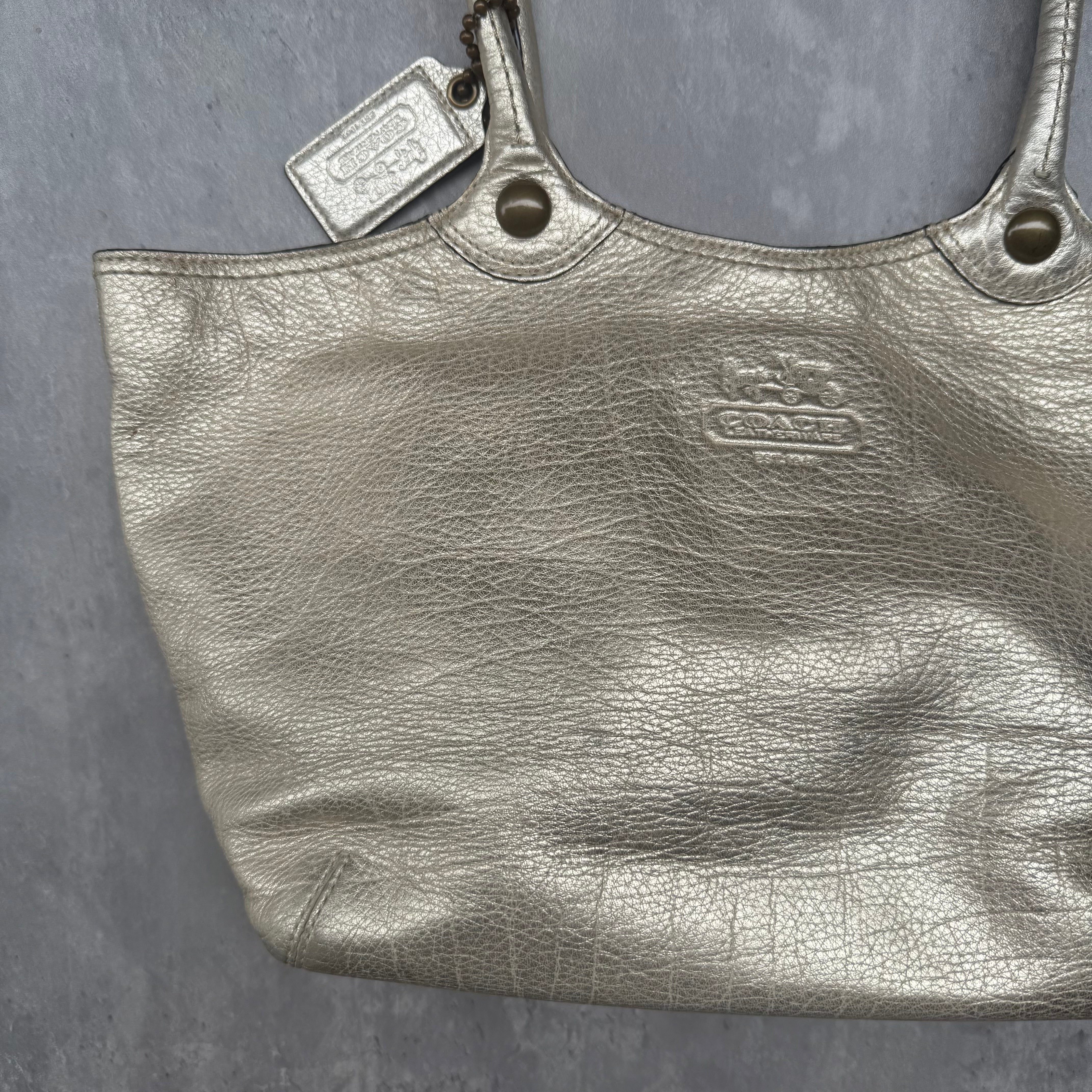 Coach Bleecker Platinum Metallic Tote Bag Light Gold