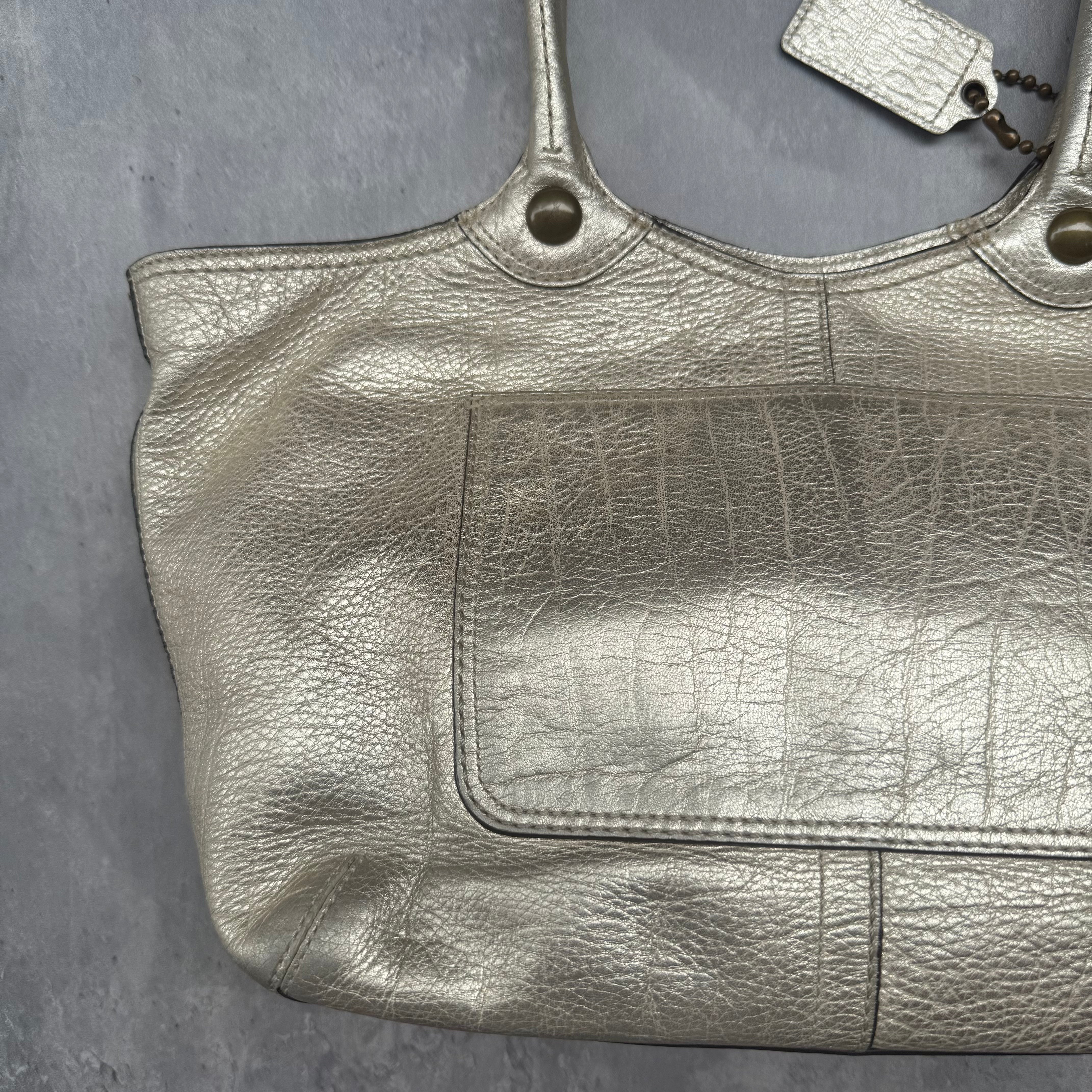 Coach Bleecker Platinum Metallic Tote Bag Light Gold