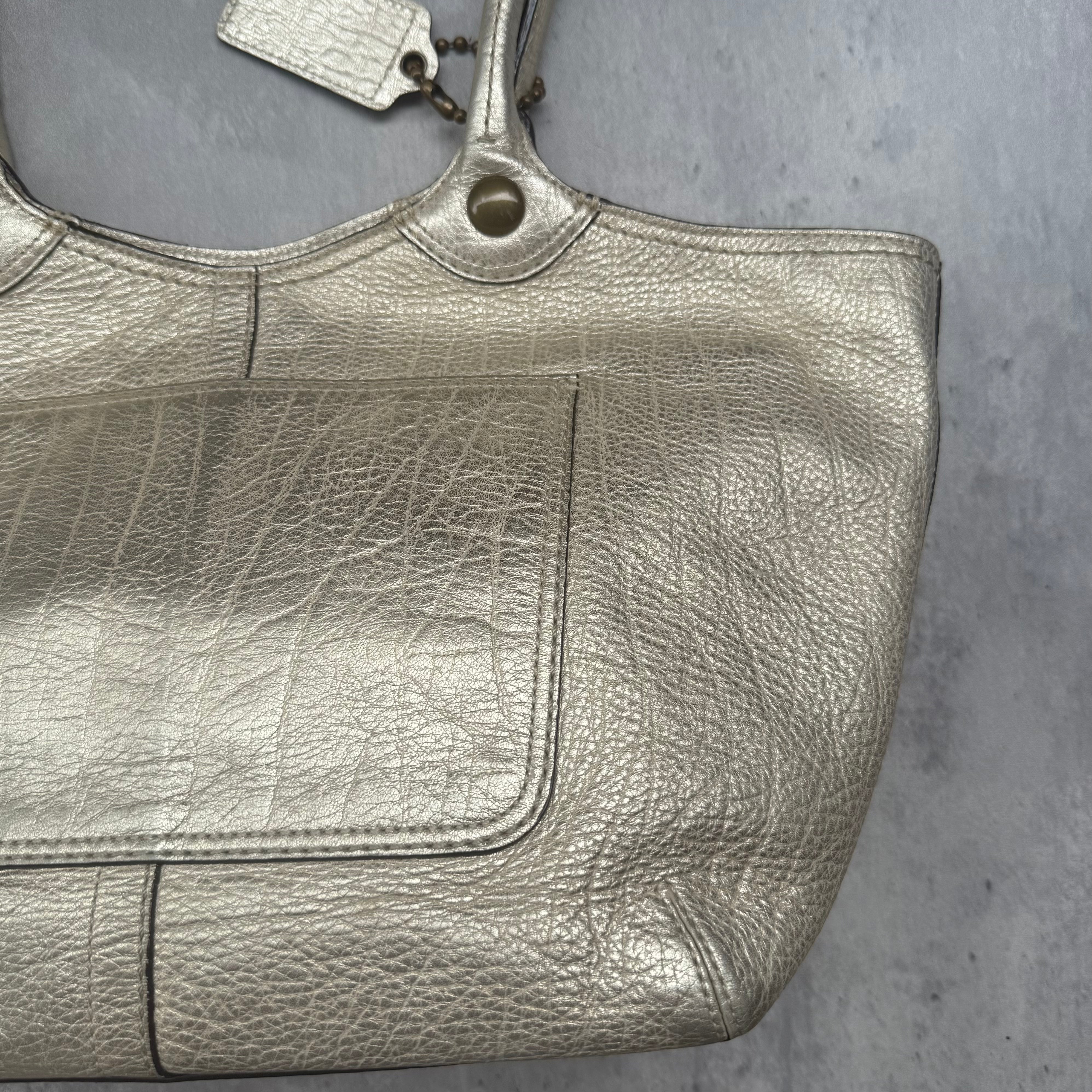 Coach Bleecker Platinum Metallic Tote Bag Light Gold