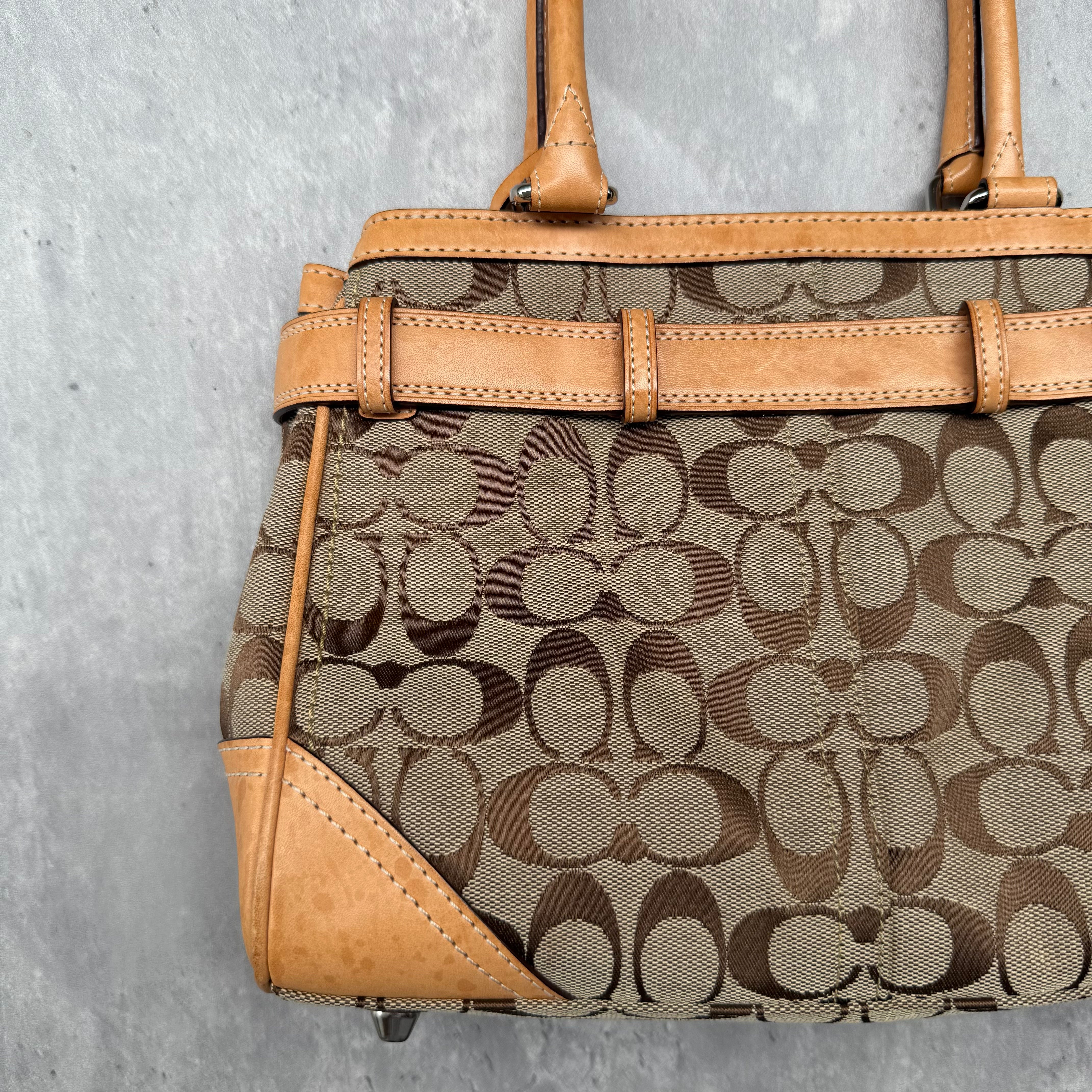 Coach Signature Hampton Satchel Bag Beige/Tan