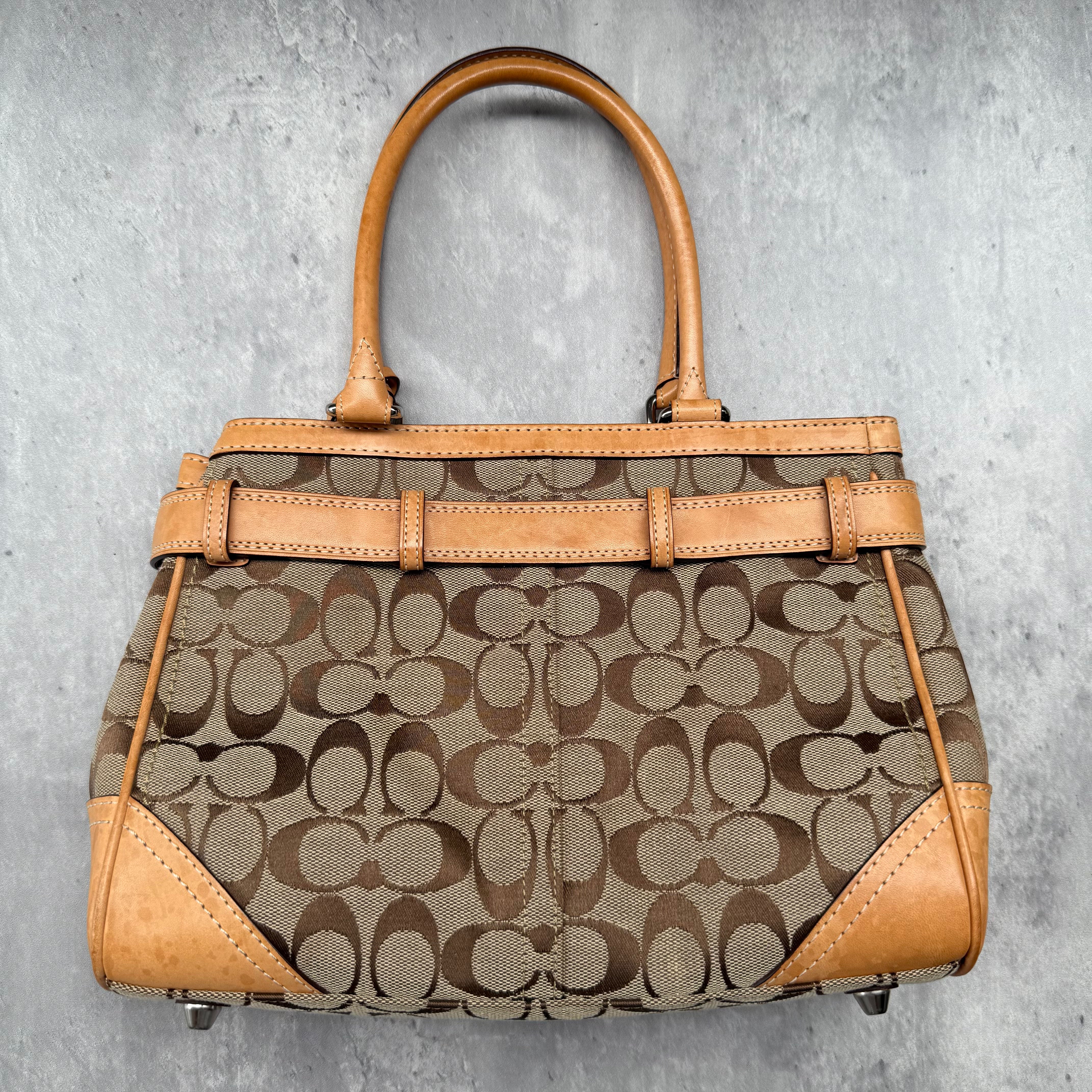 Coach Signature Hampton Satchel Bag Beige/Tan