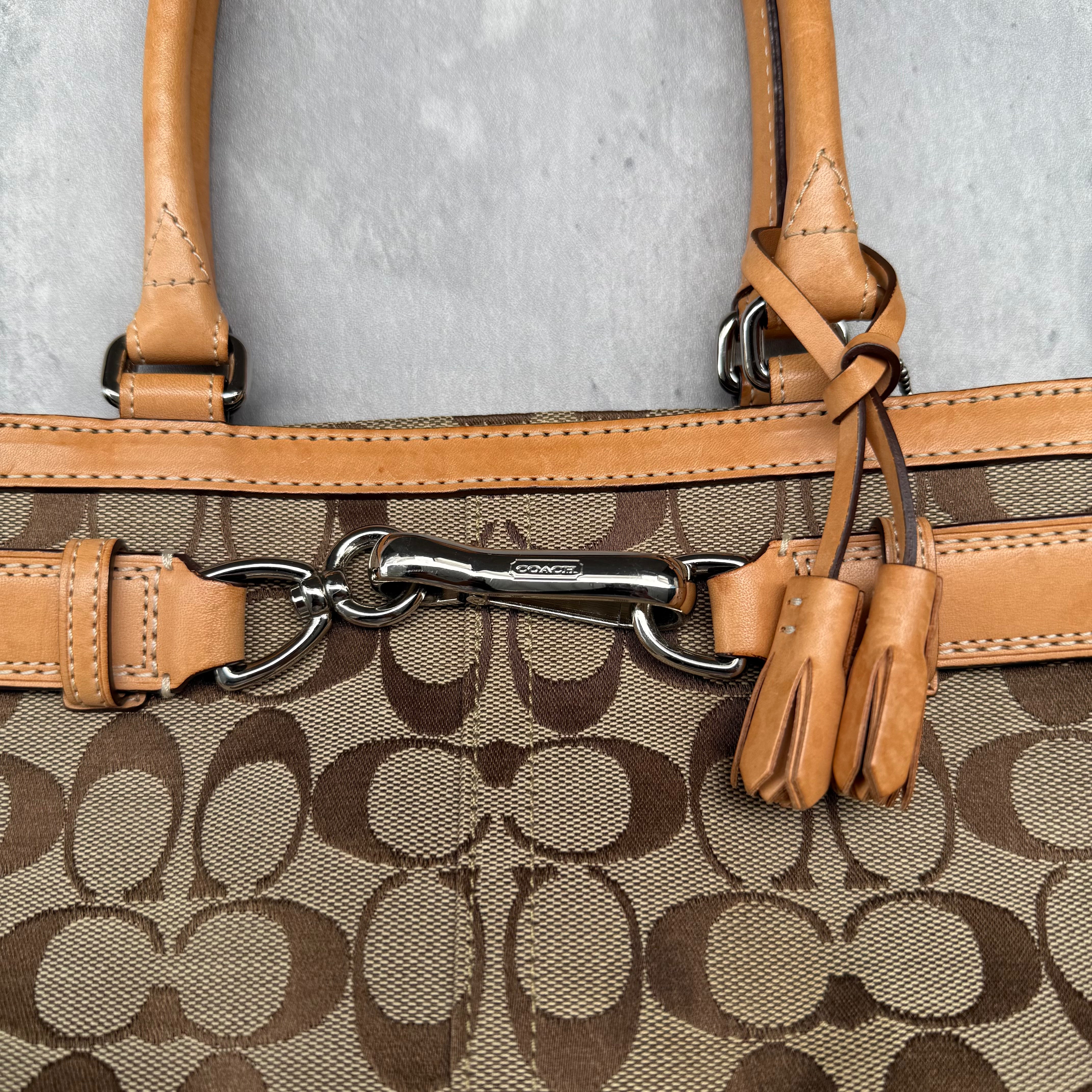 Coach Signature Hampton Satchel Bag Beige/Tan