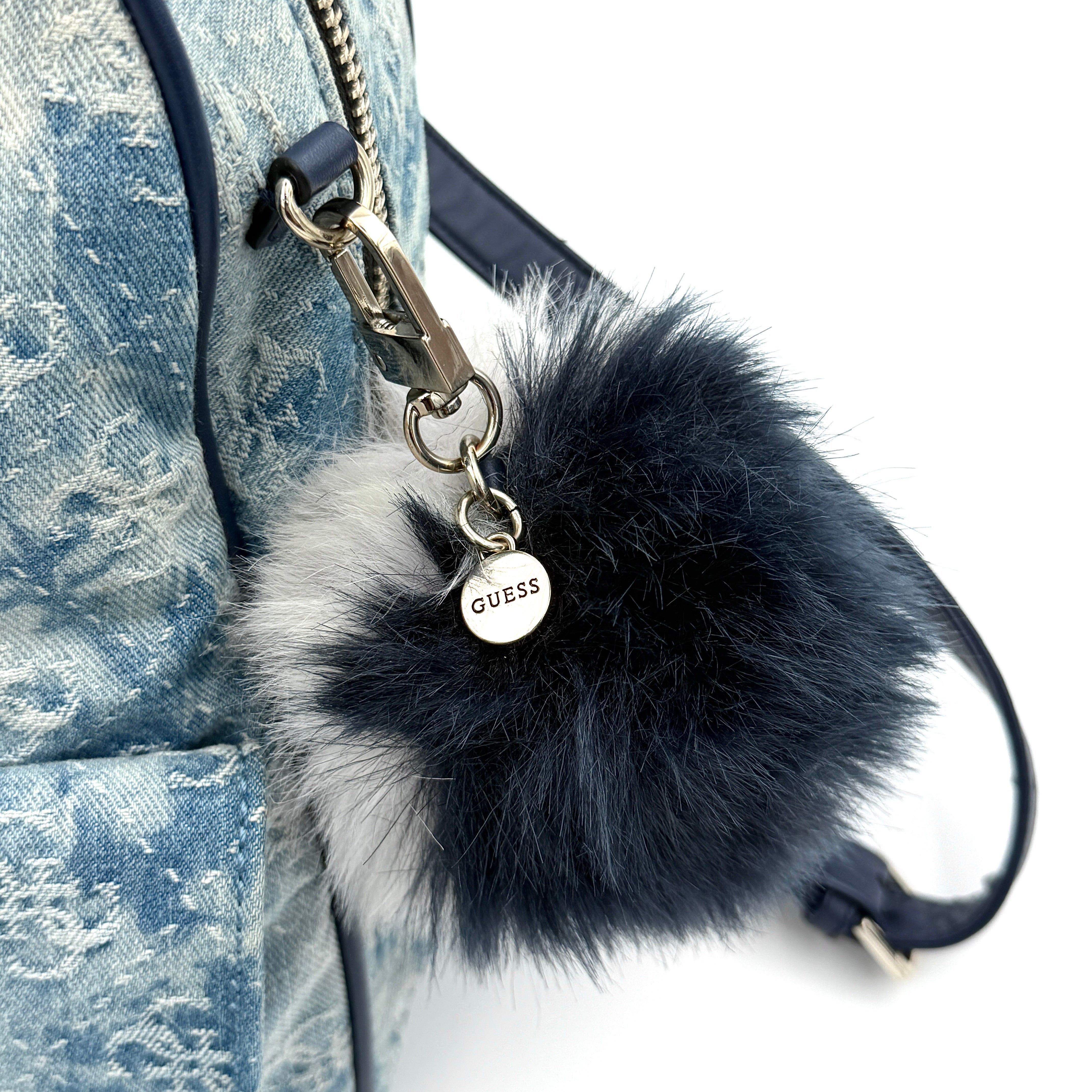 Guess Monogram Varsity Pop Denim Backpack Blue