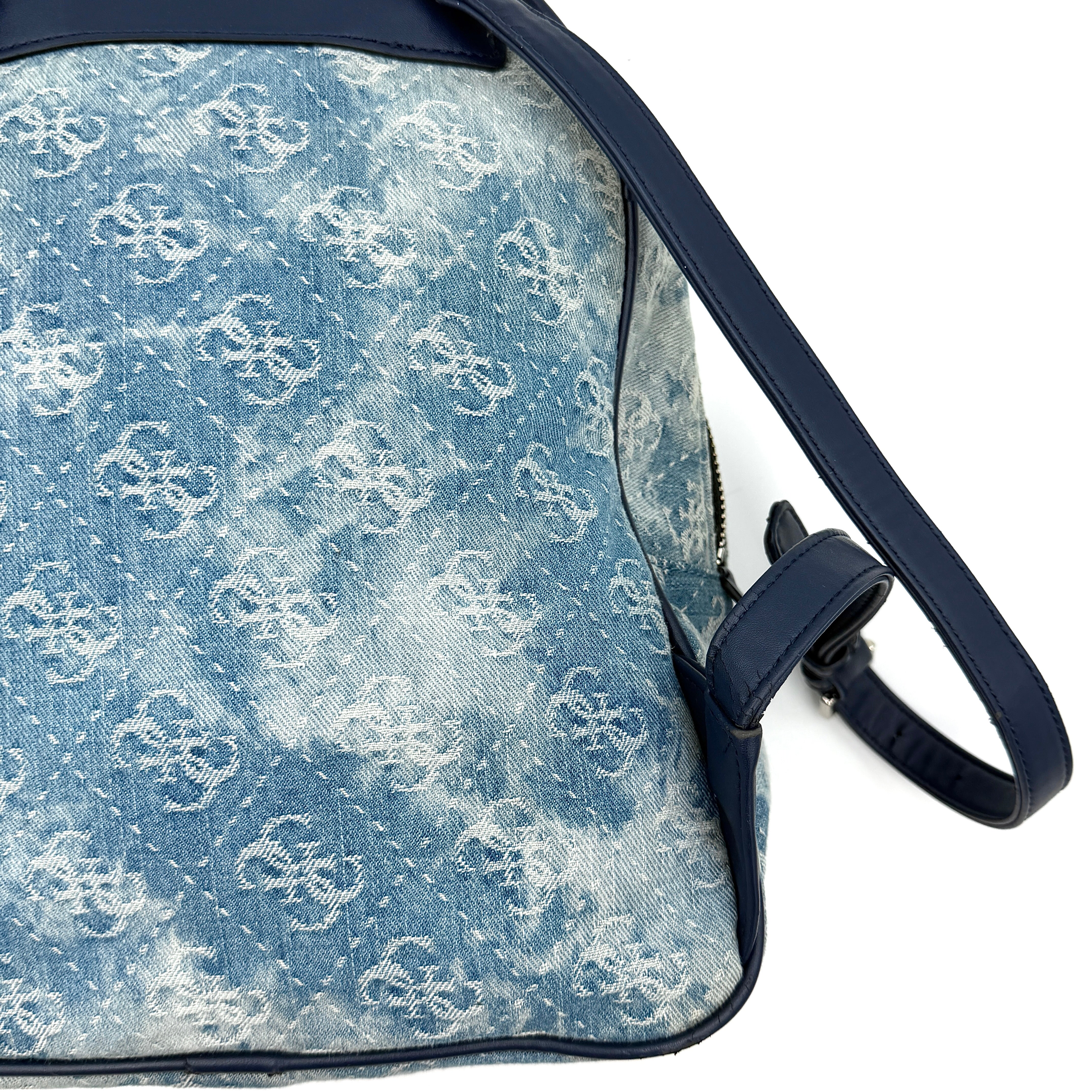 Guess Monogram Varsity Pop Denim Backpack Blue