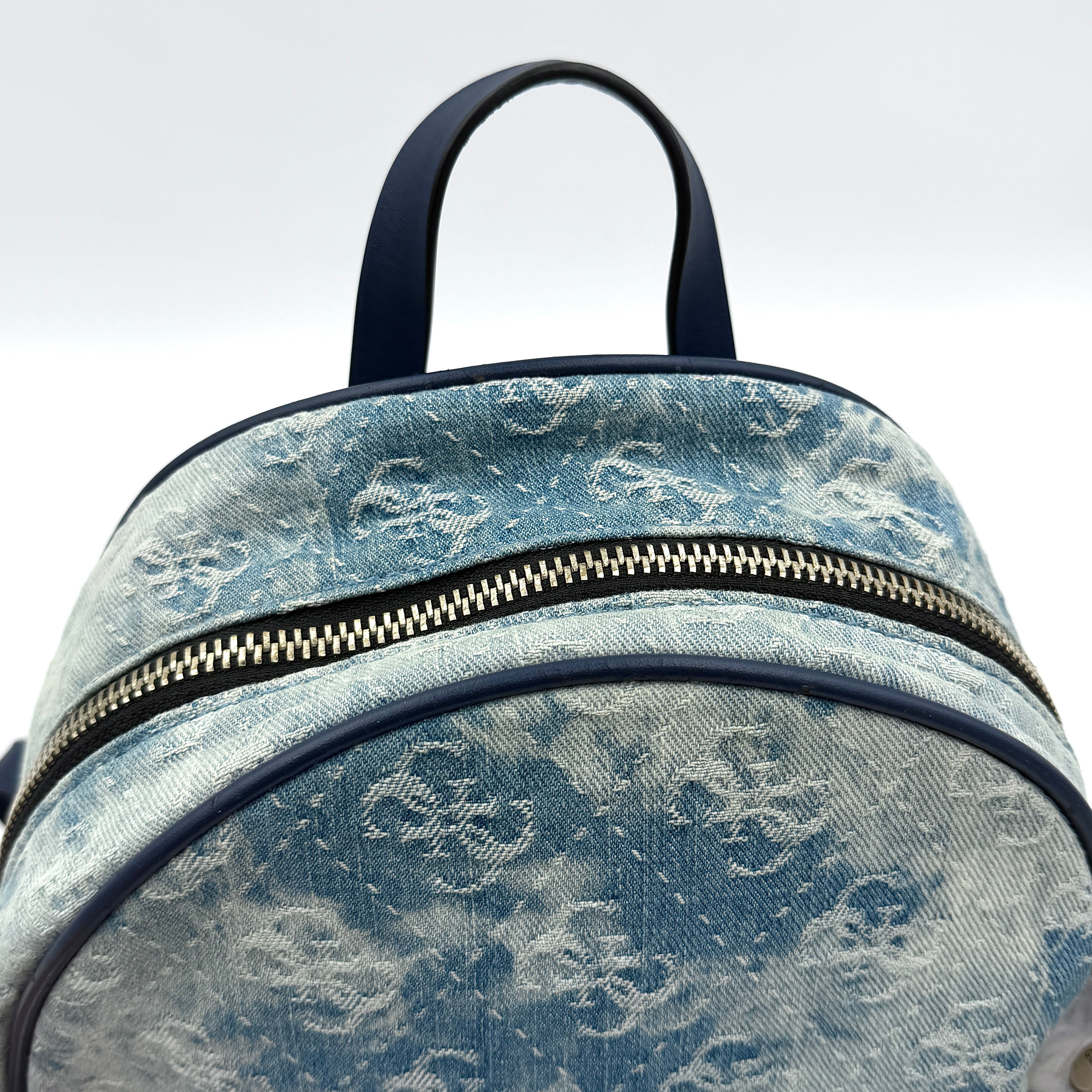 Guess Monogram Varsity Pop Denim Backpack Blue