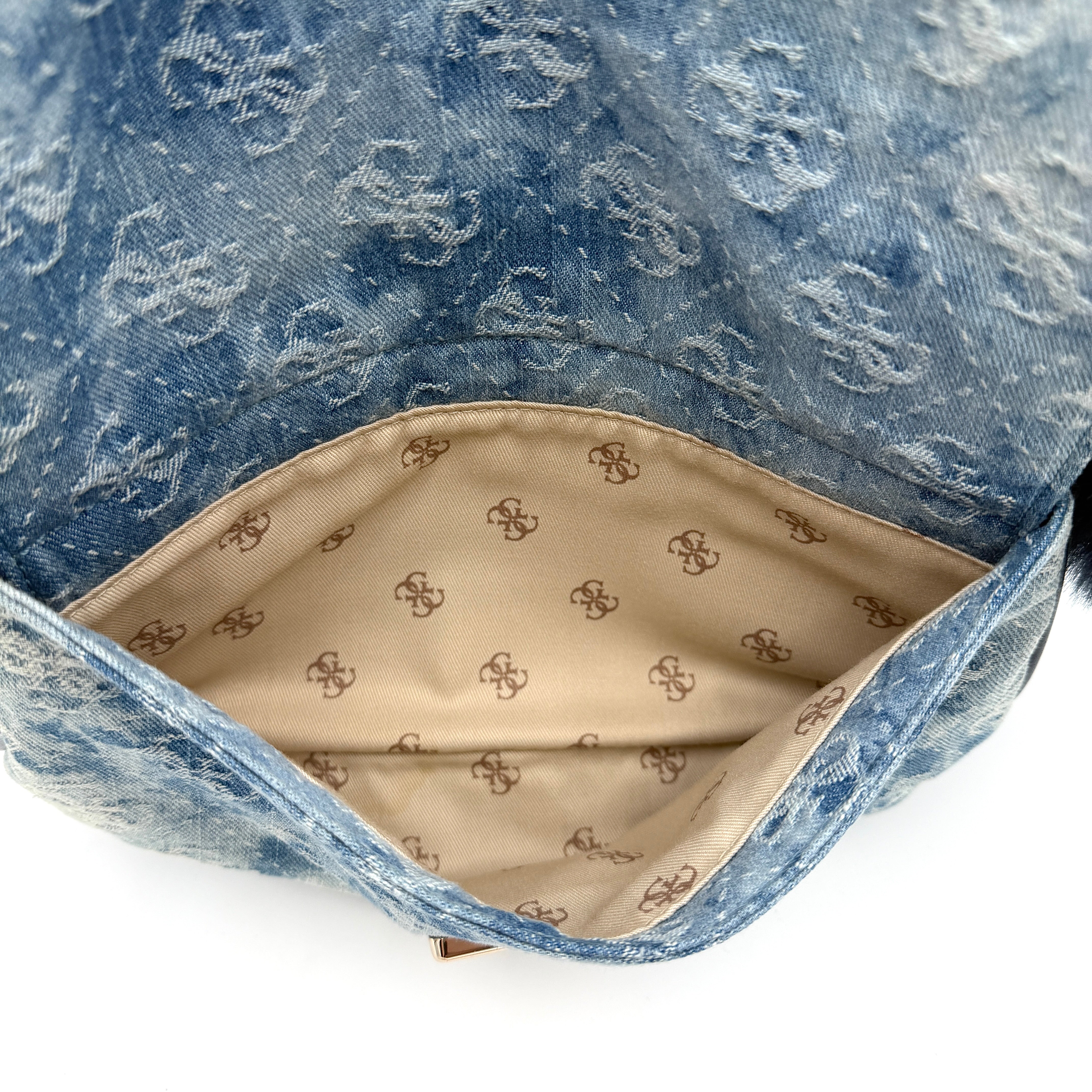 Guess Monogram Varsity Pop Denim Backpack Blue