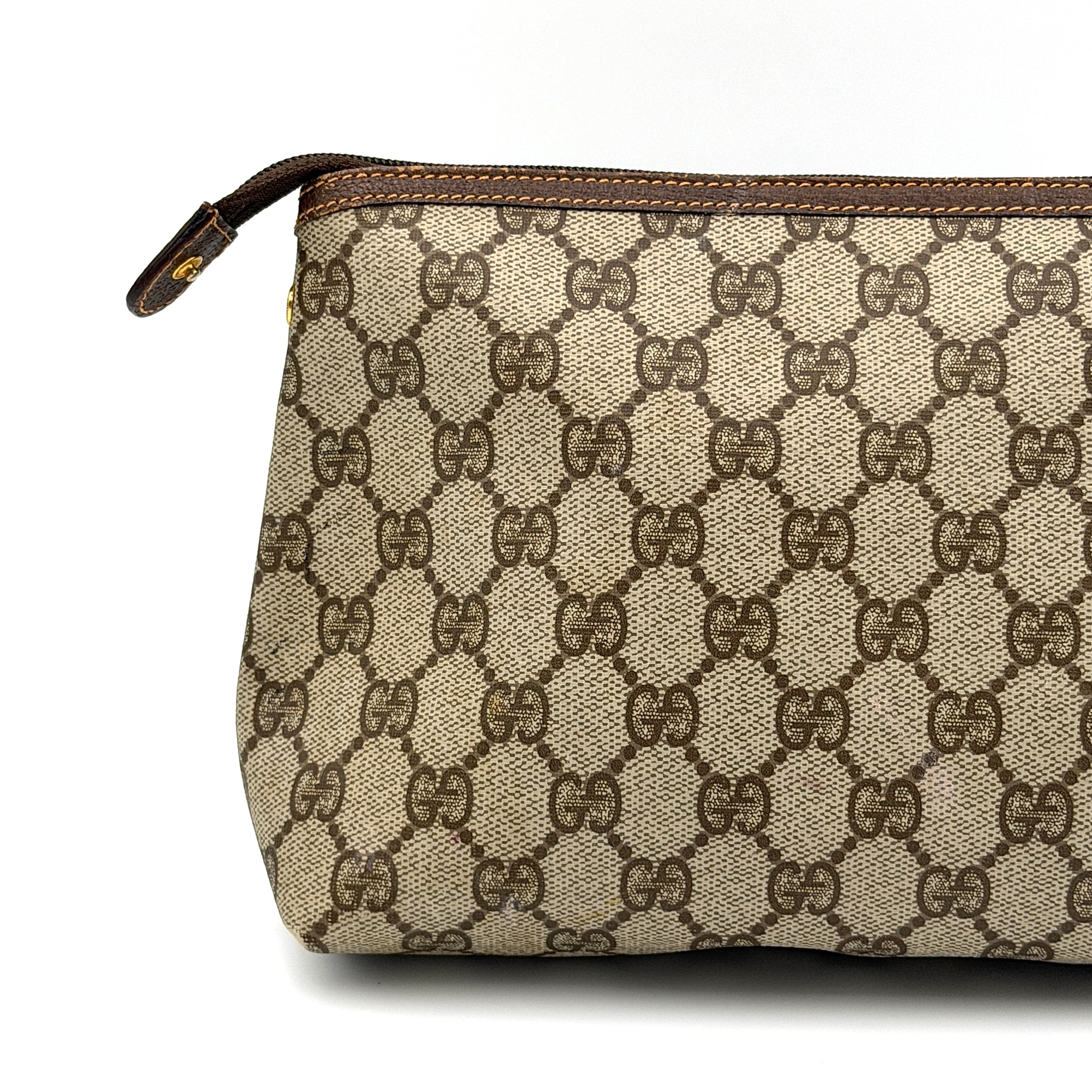 Gucci GG Monogram Supreme Clutch Bag Beige