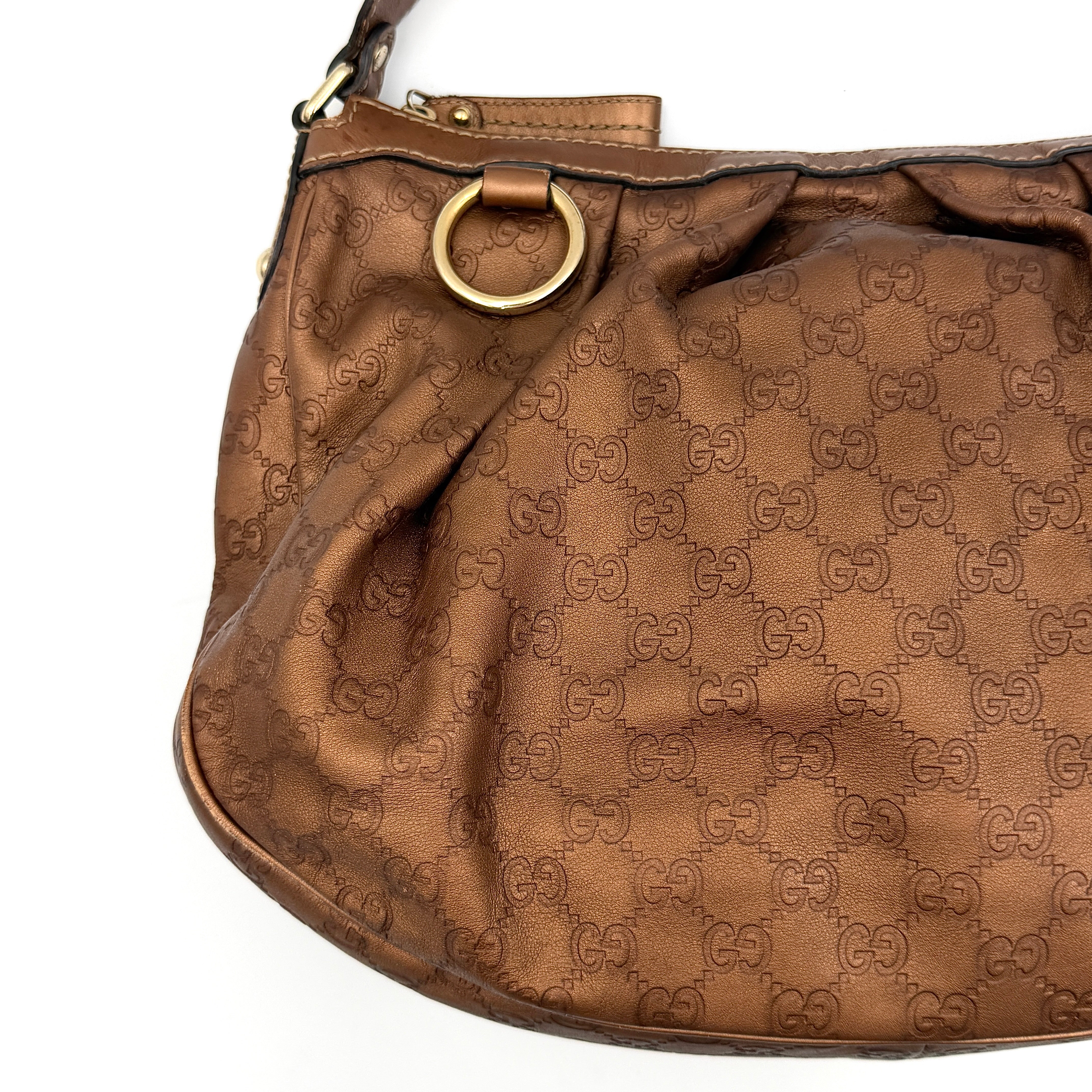 Gucci GG Monogram Sukey Hobo Shoulder Bag Brown