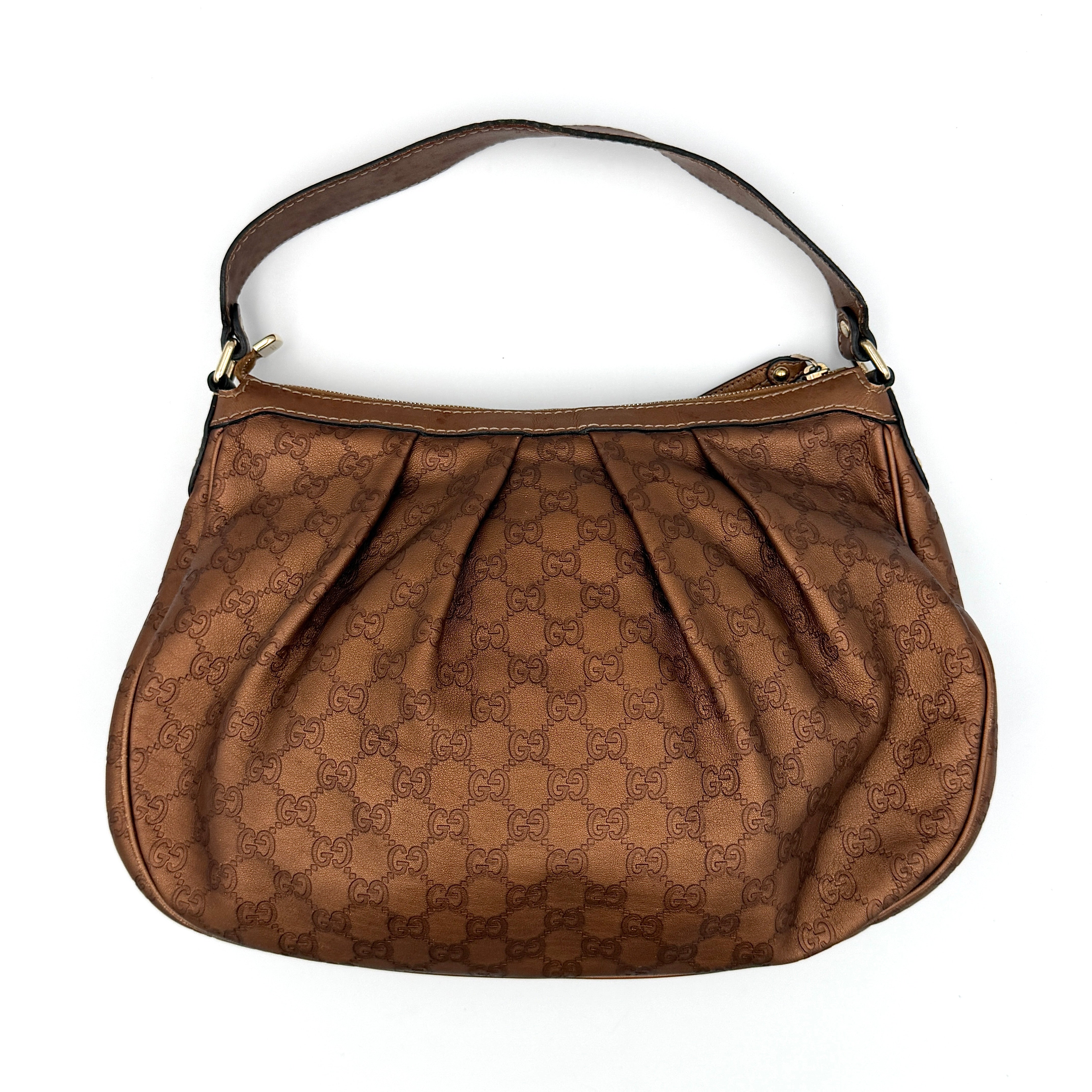 Gucci GG Monogram Sukey Hobo Shoulder Bag Brown