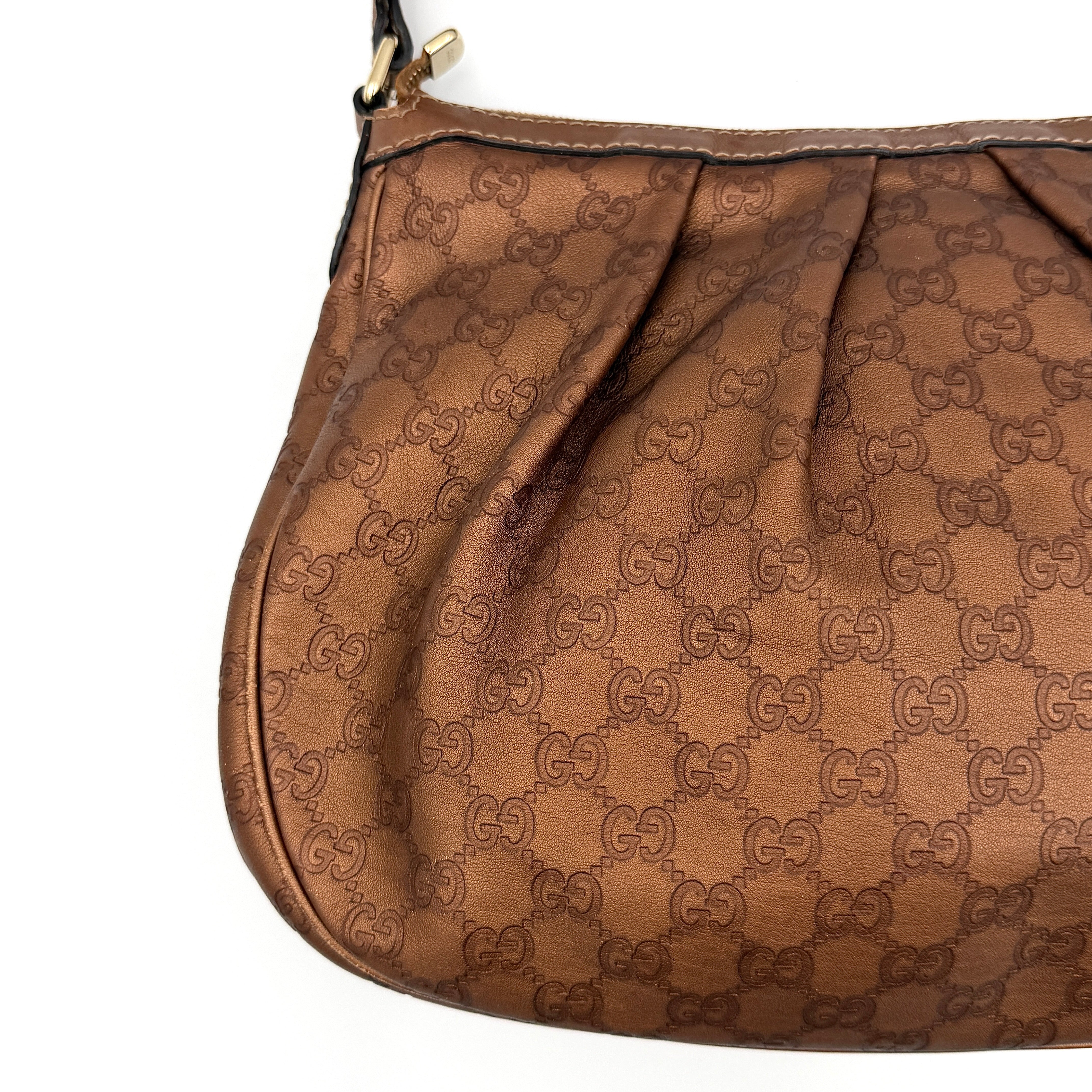 Gucci GG Monogram Sukey Hobo Shoulder Bag Brown