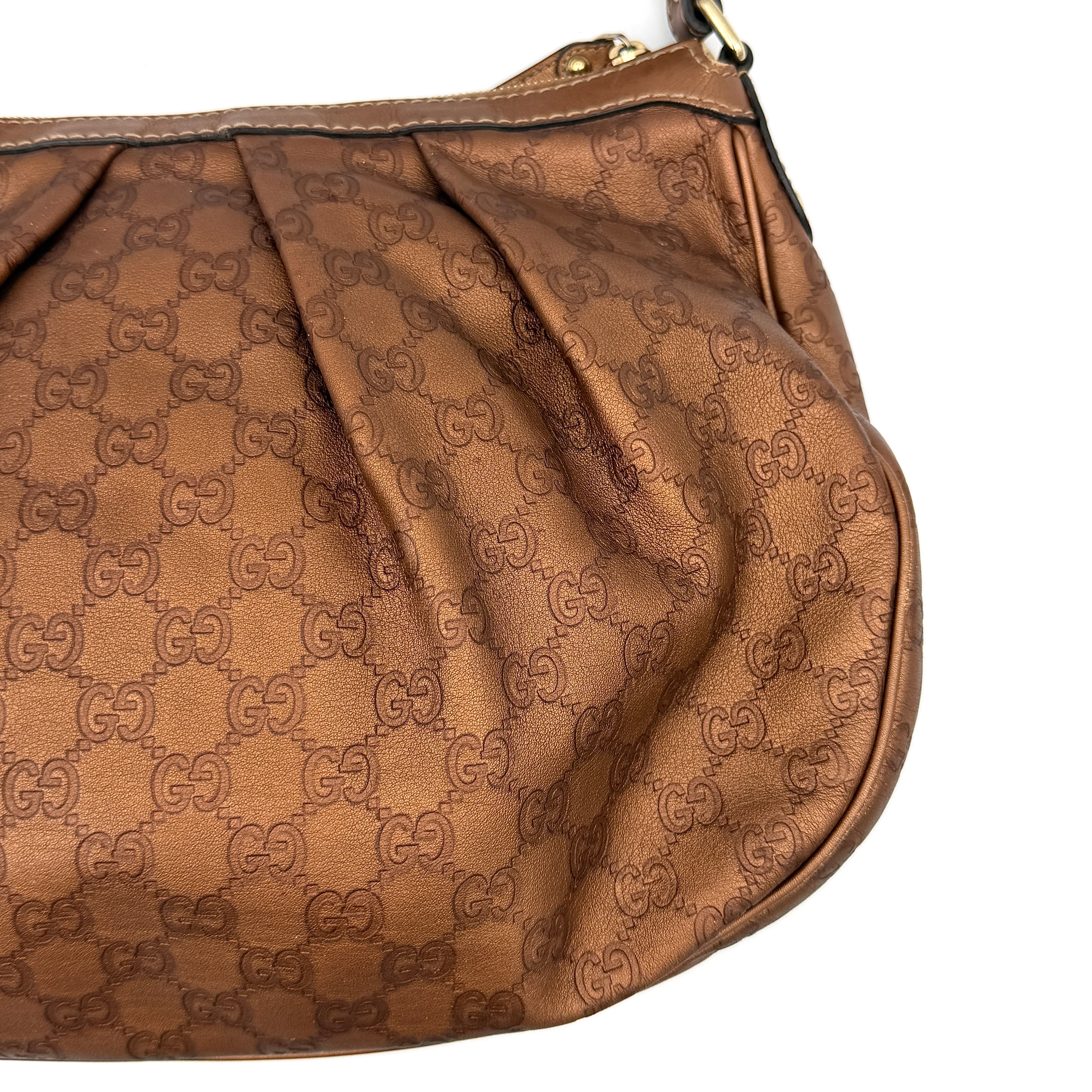 Gucci GG Monogram Sukey Hobo Shoulder Bag Brown