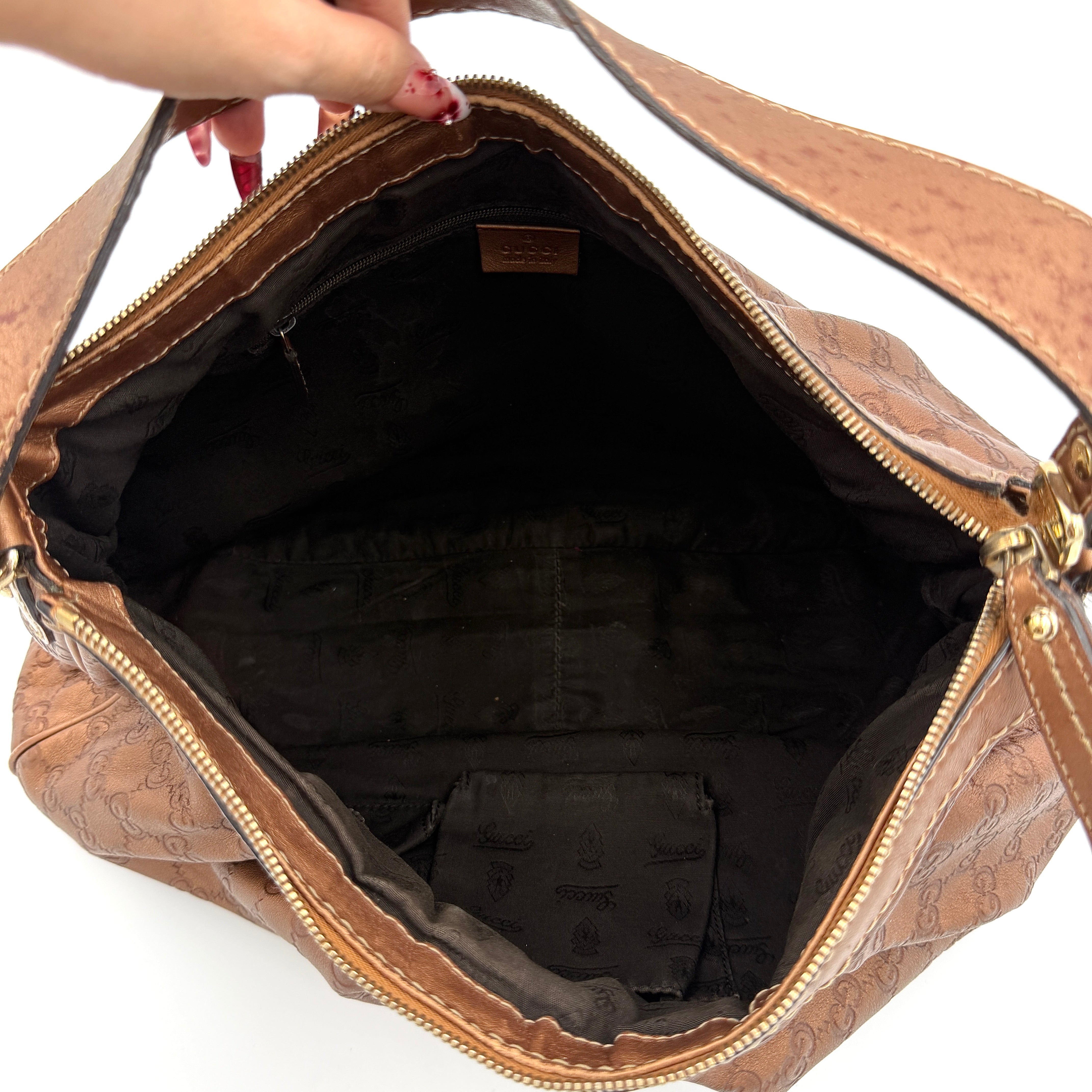 Gucci GG Monogram Sukey Hobo Shoulder Bag Brown