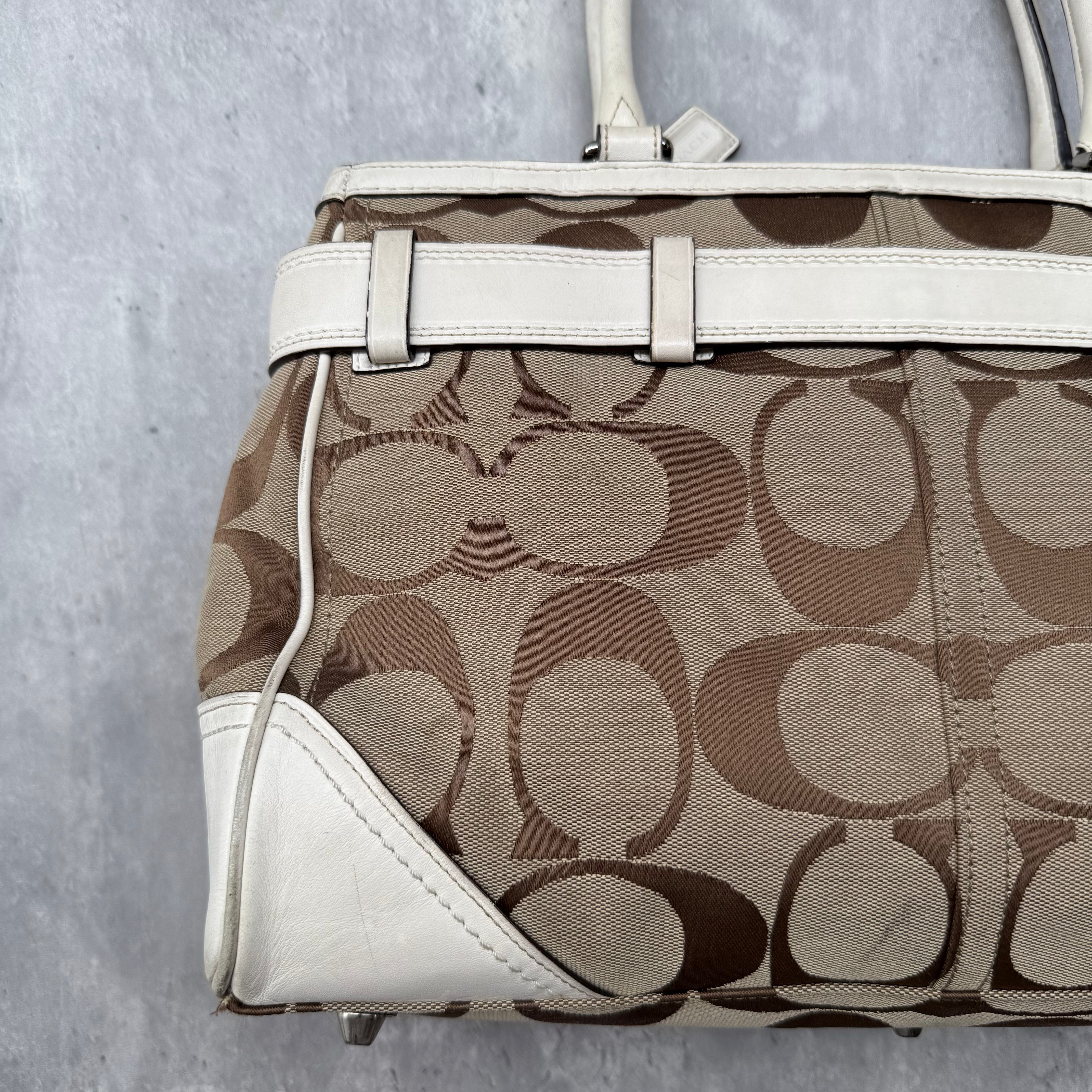 Coach Signature Hampton Stripe Leopard Carryall HandBag Multicolor