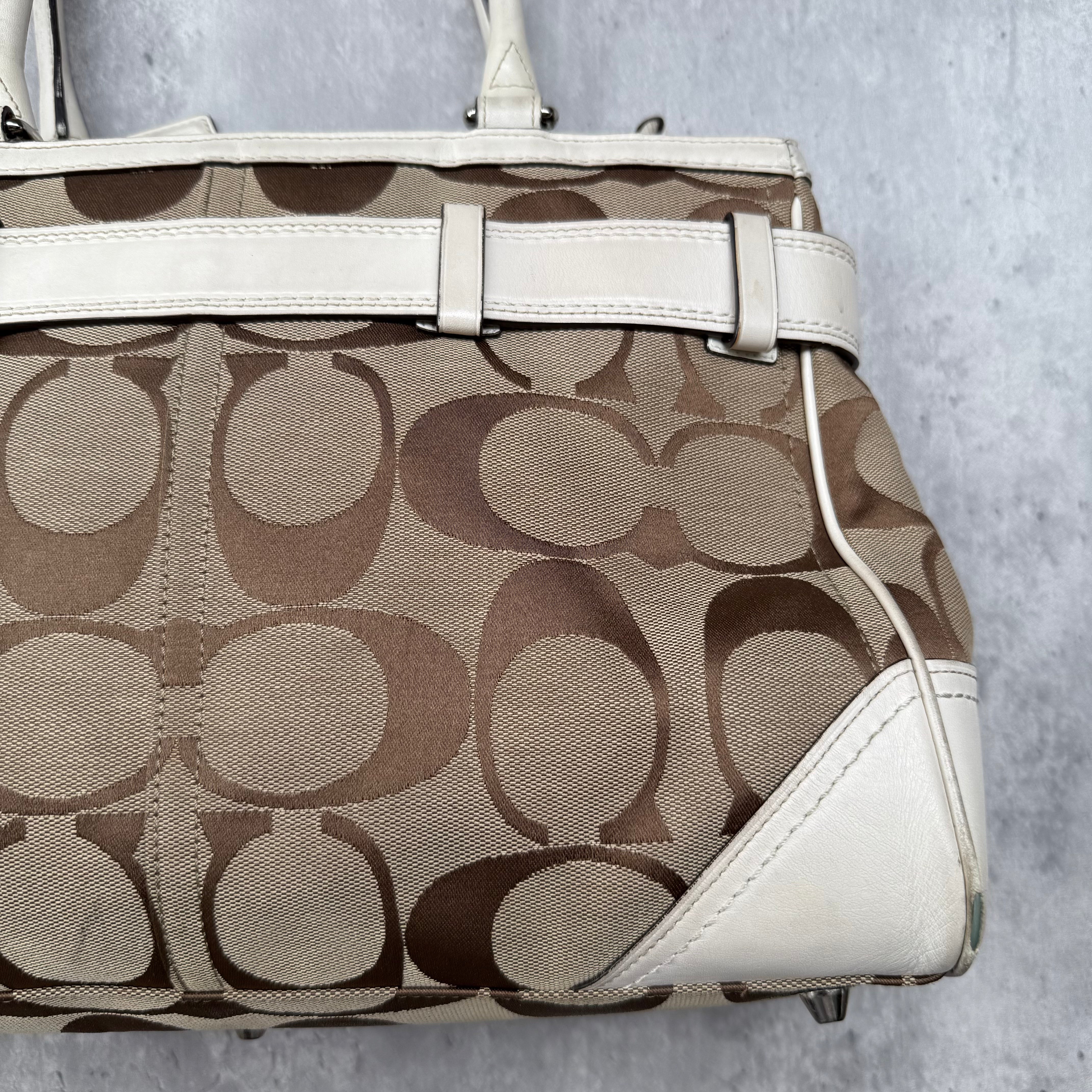 Coach Signature Hampton Stripe Leopard Carryall HandBag Multicolor