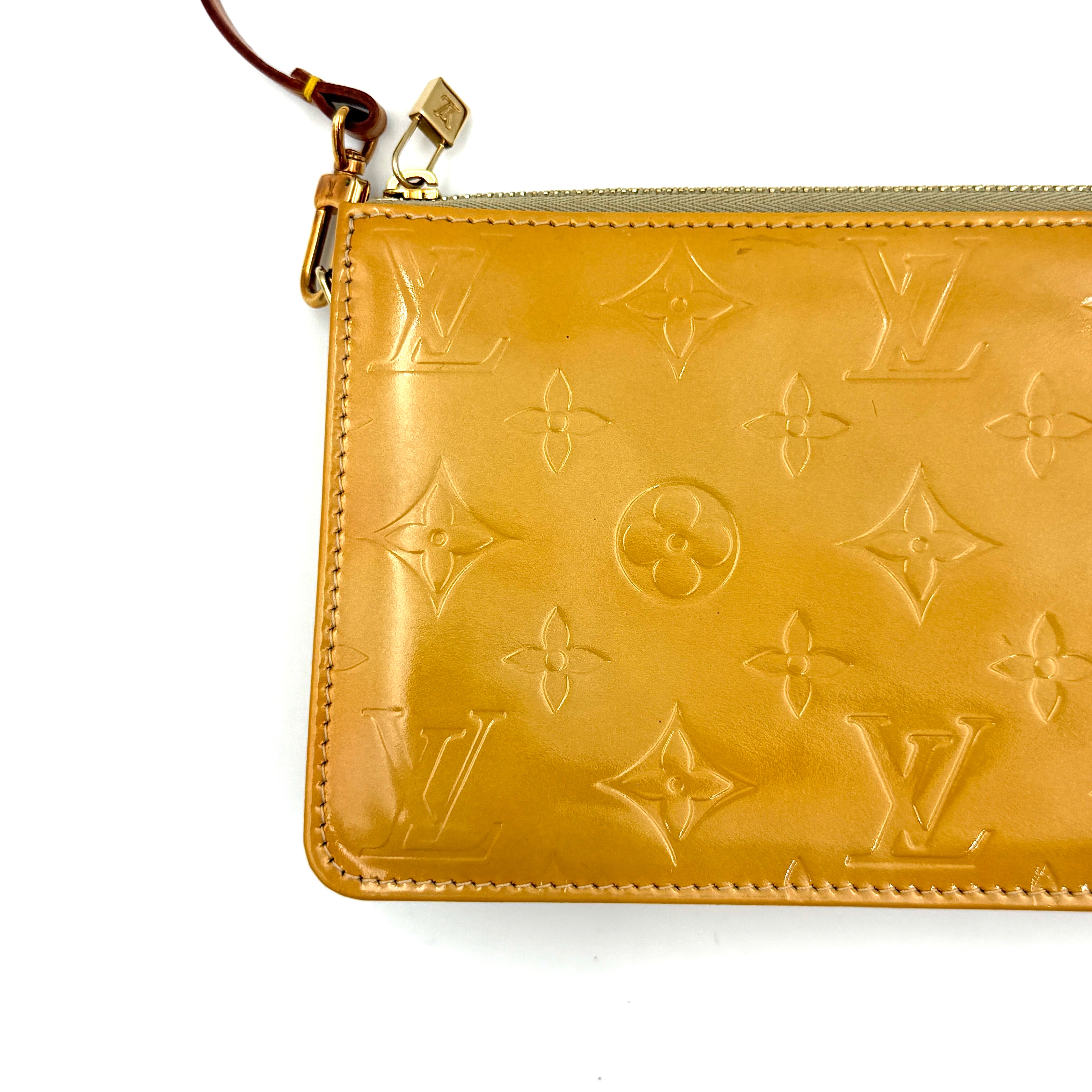 Louis Vuitton Monogram Lexington Vernis Pochette Bag Yellow