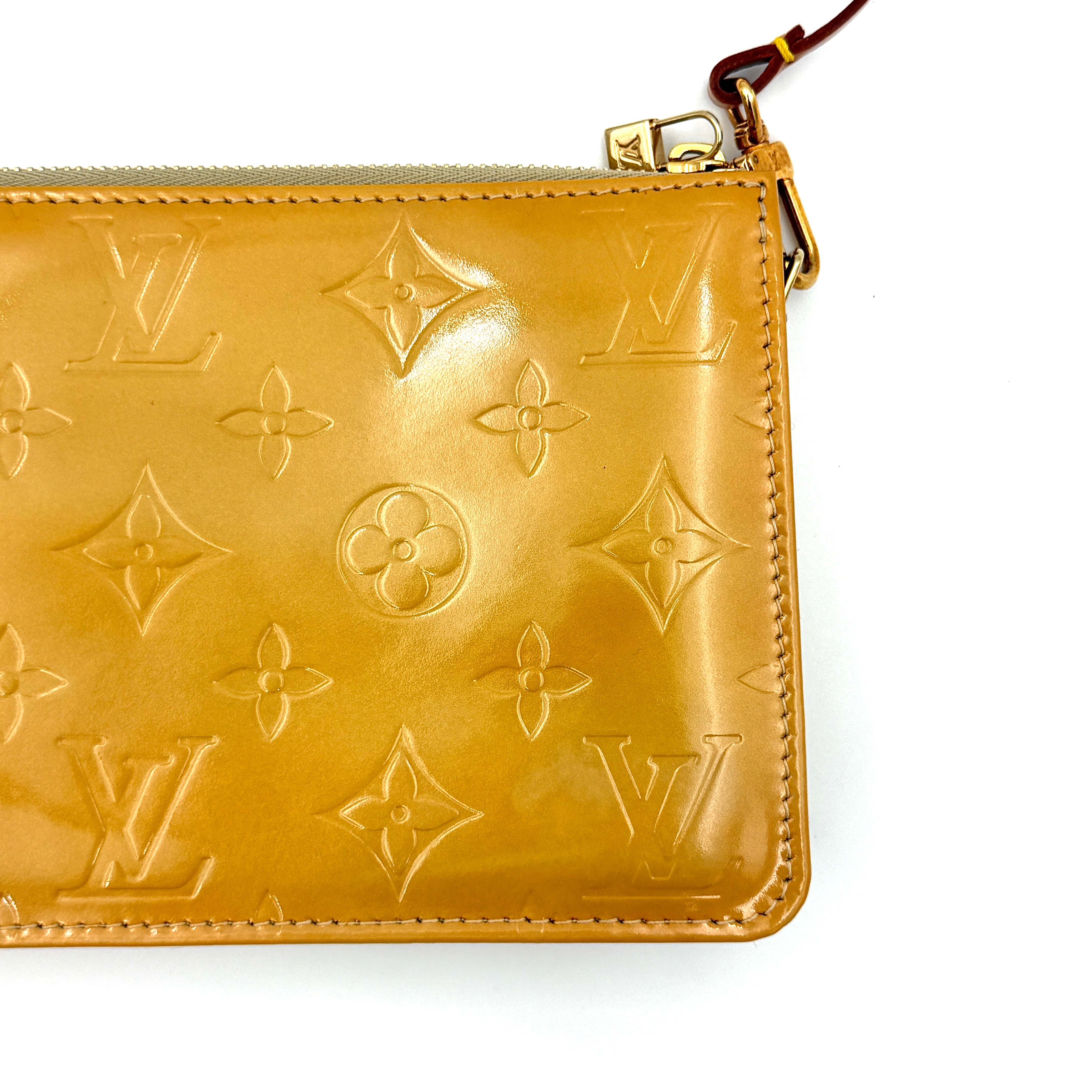 Louis Vuitton Monogram Lexington Vernis Pochette Bag Yellow