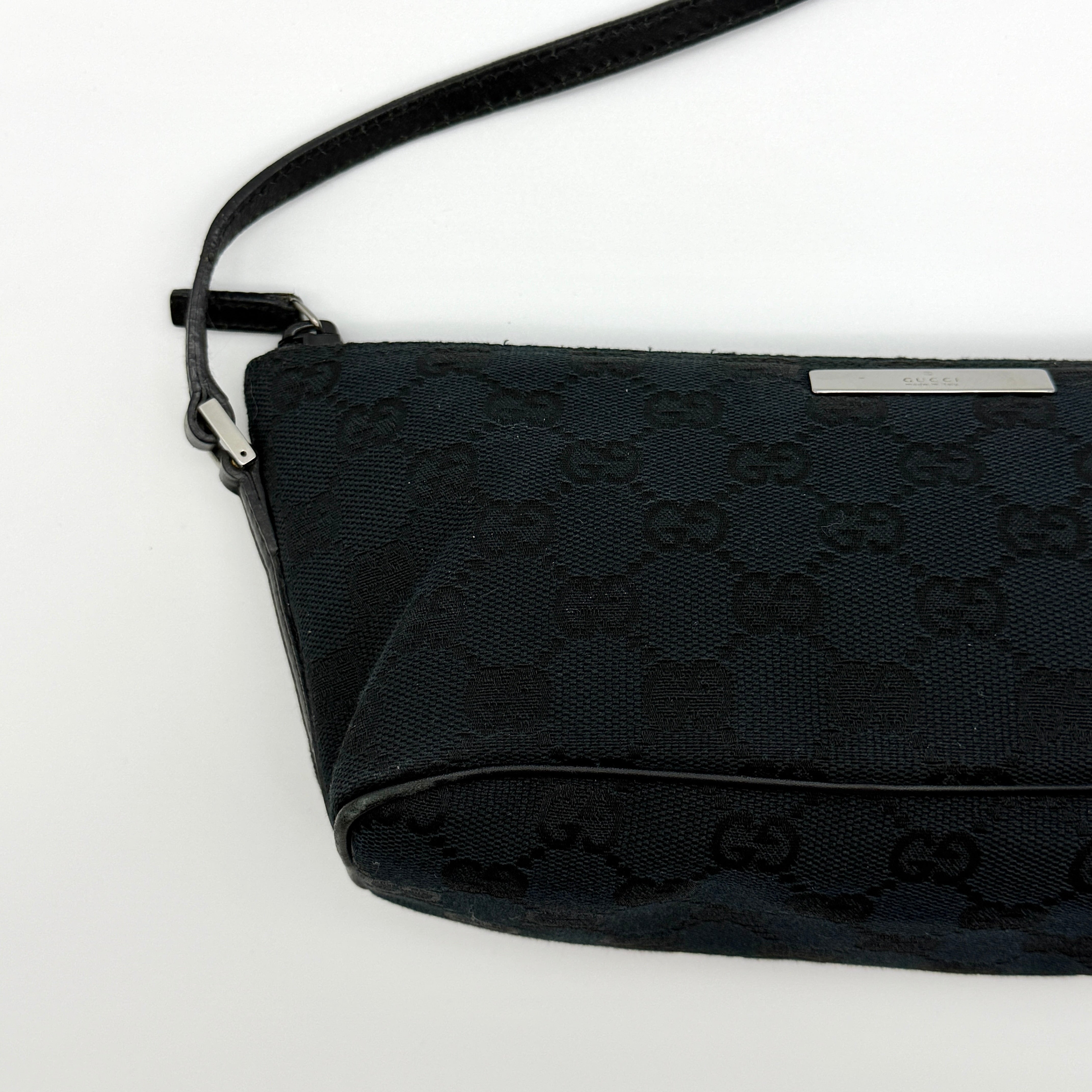 Gucci GG Monogram Pochette Boat Shoulder Bag Black