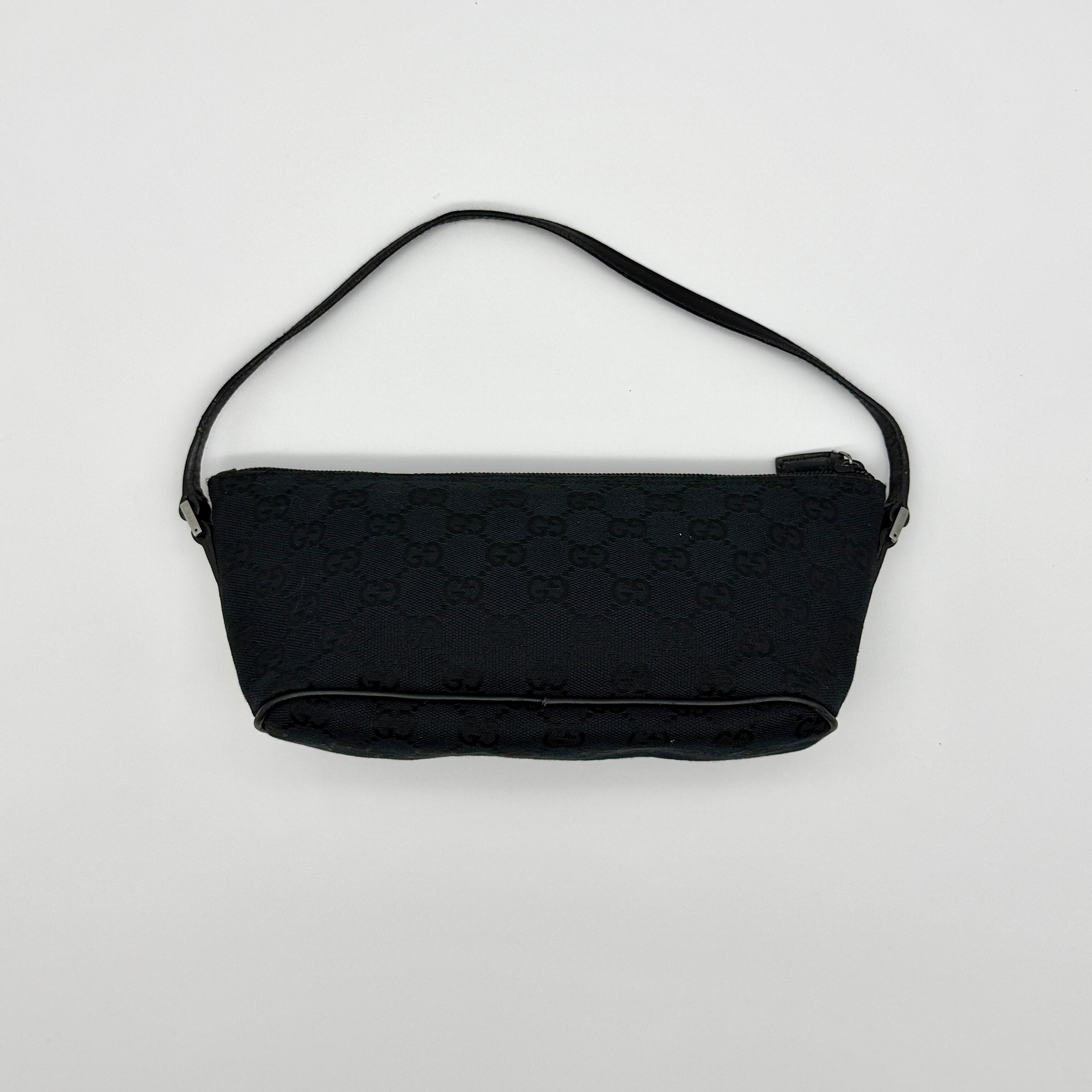 Gucci GG Monogram Pochette Boat Shoulder Bag Black