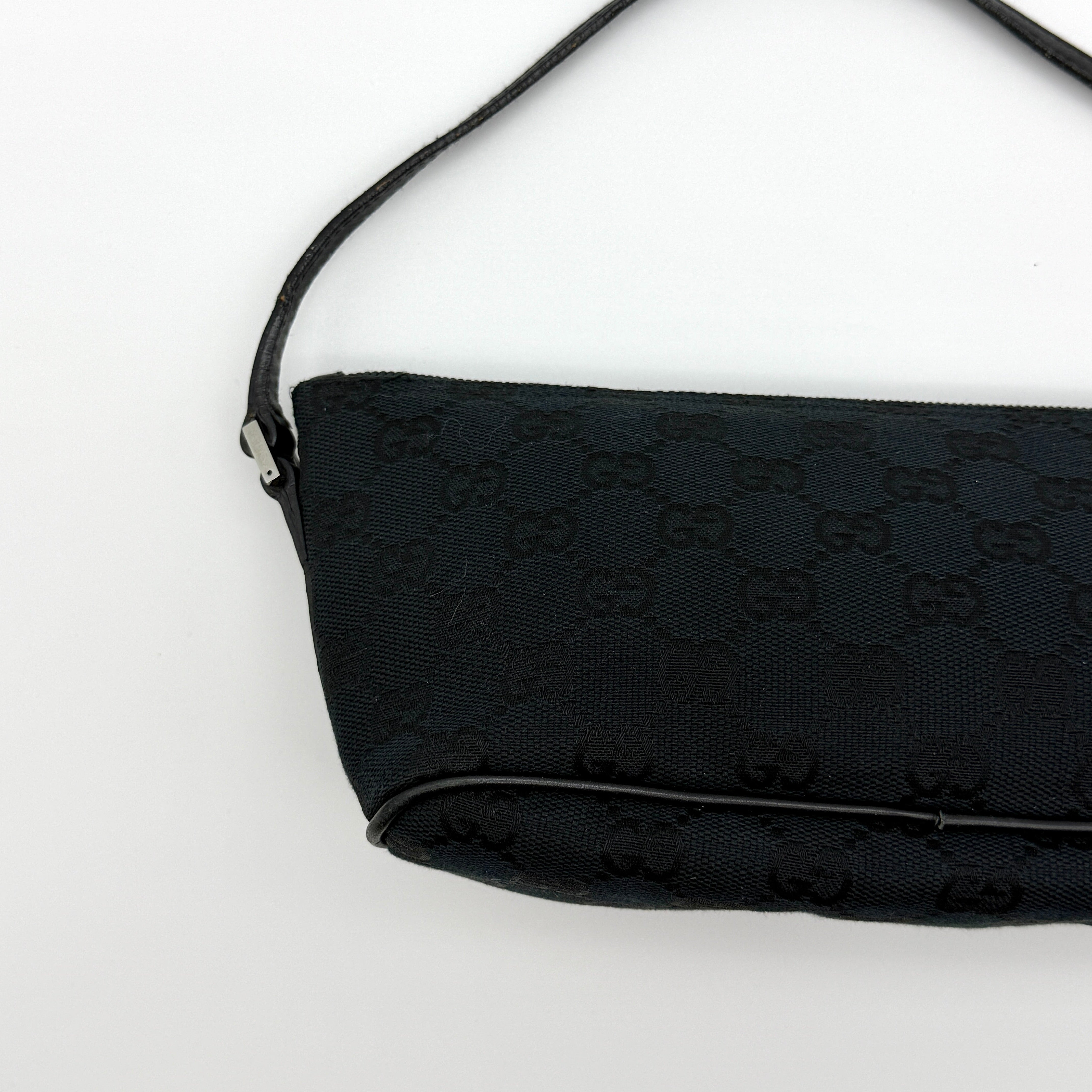 Gucci GG Monogram Pochette Boat Shoulder Bag Black