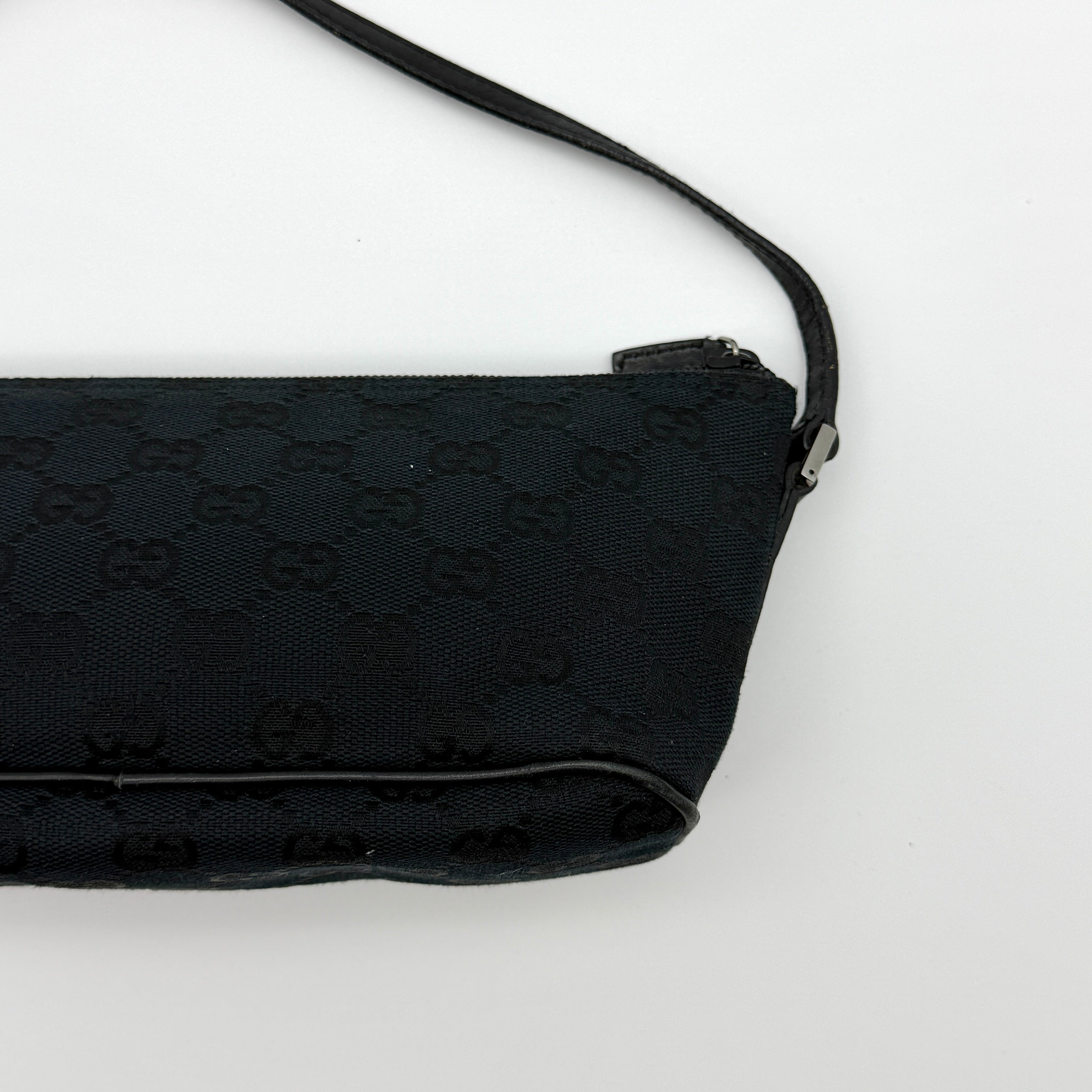 Gucci GG Monogram Pochette Boat Shoulder Bag Black