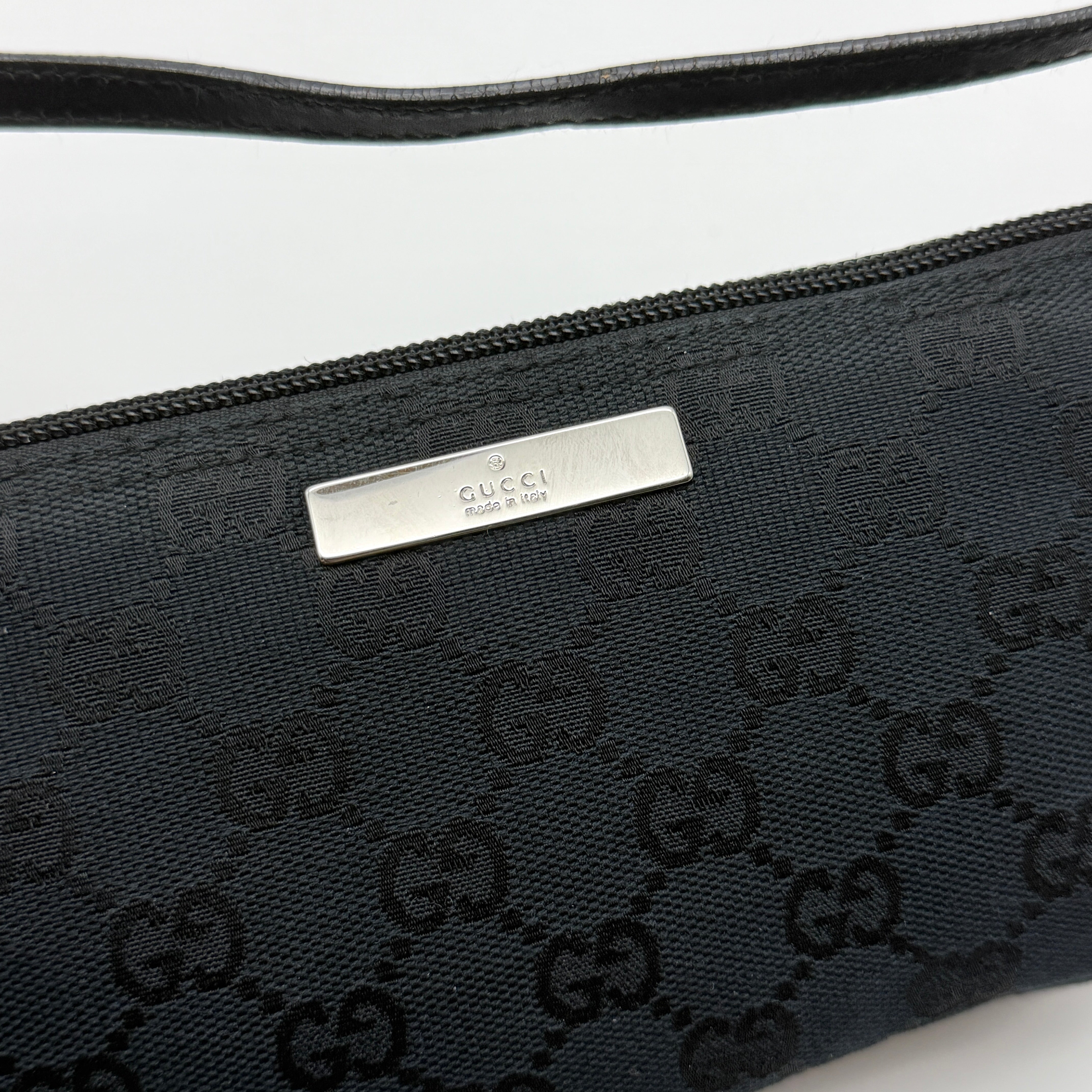 Gucci GG Monogram Pochette Boat Shoulder Bag Black