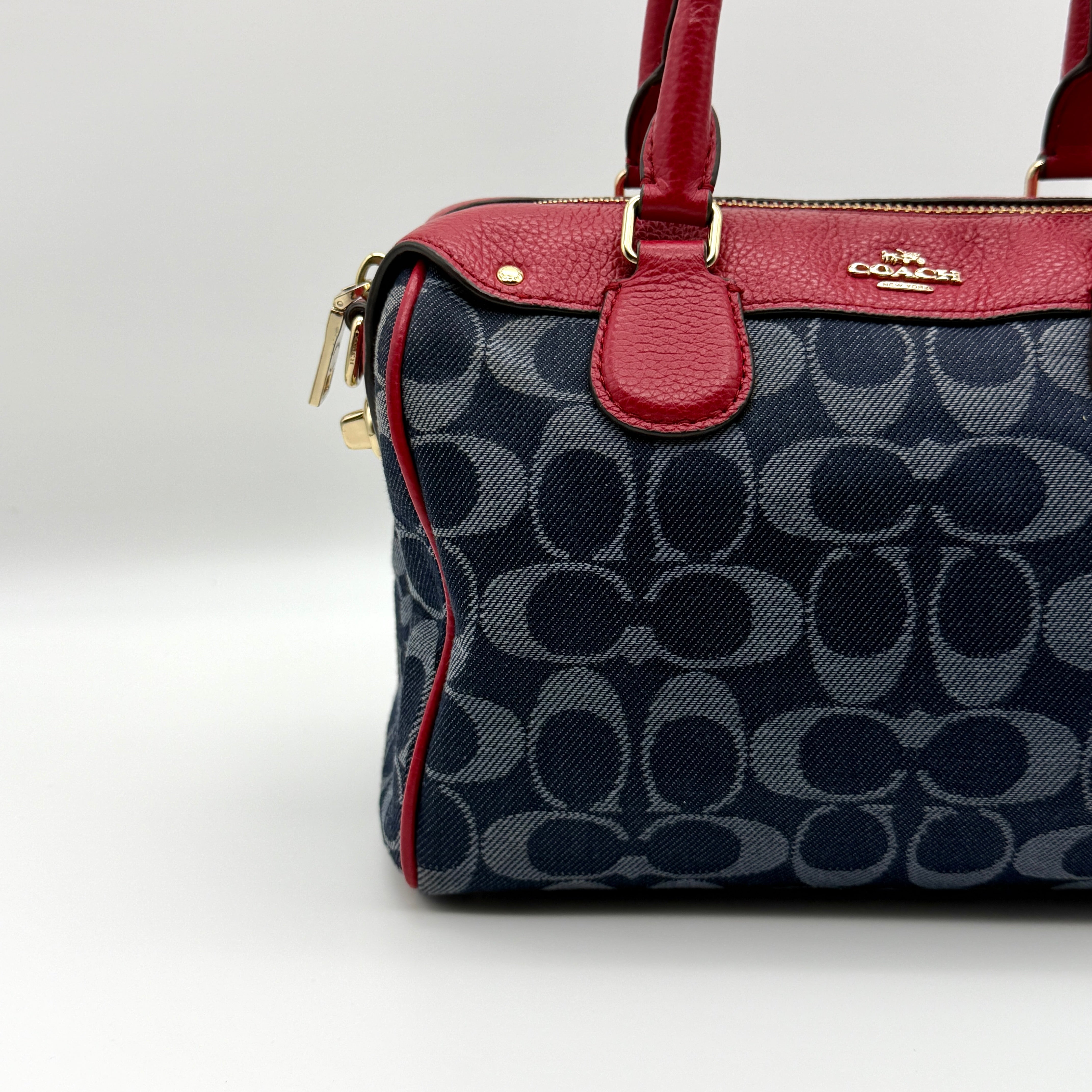 Coach 2Way Signature Mini Bennett Boston Bag Blue/Red