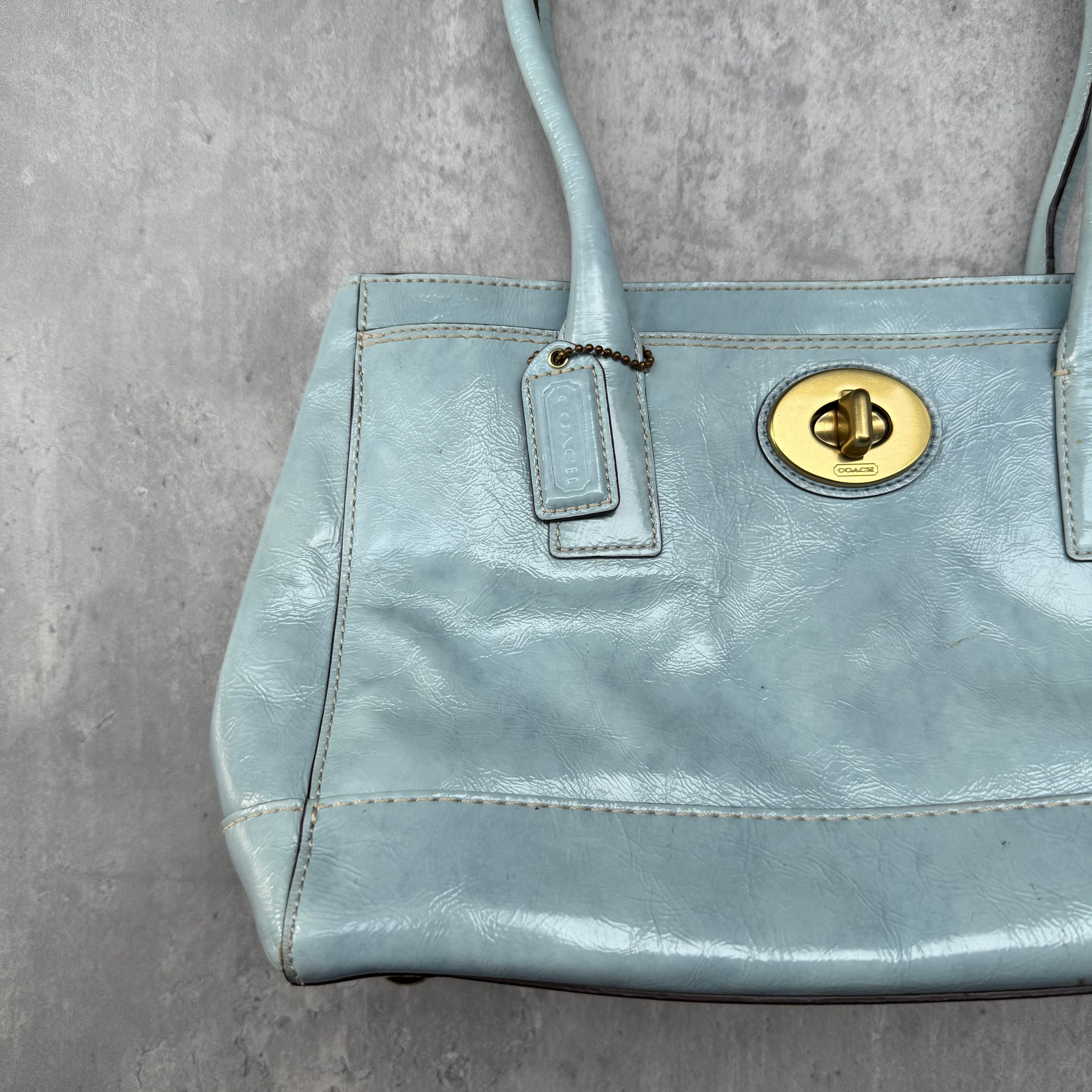 Coach Madeline Turnlock Handbag Baby Blue
