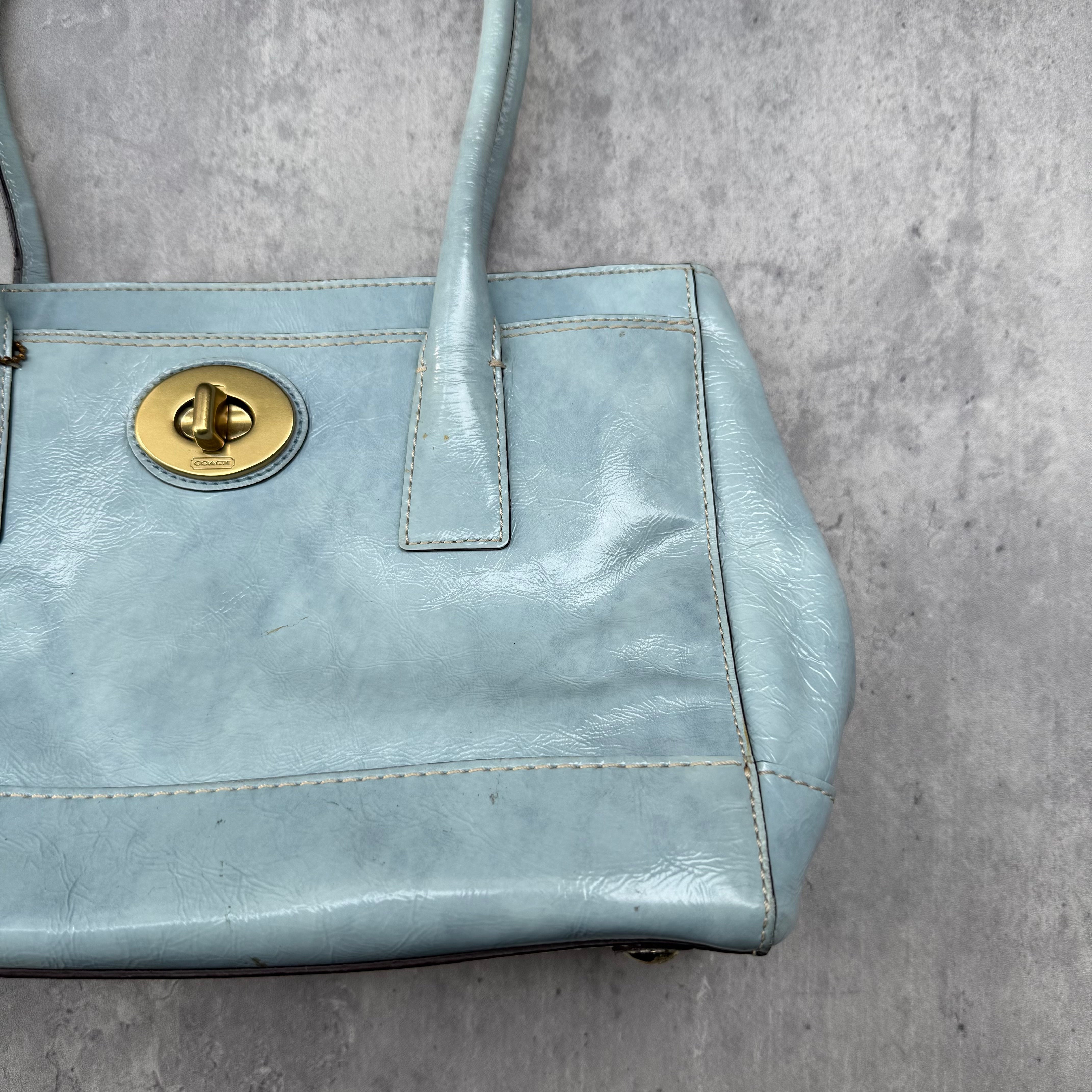 Coach Madeline Turnlock Handbag Baby Blue