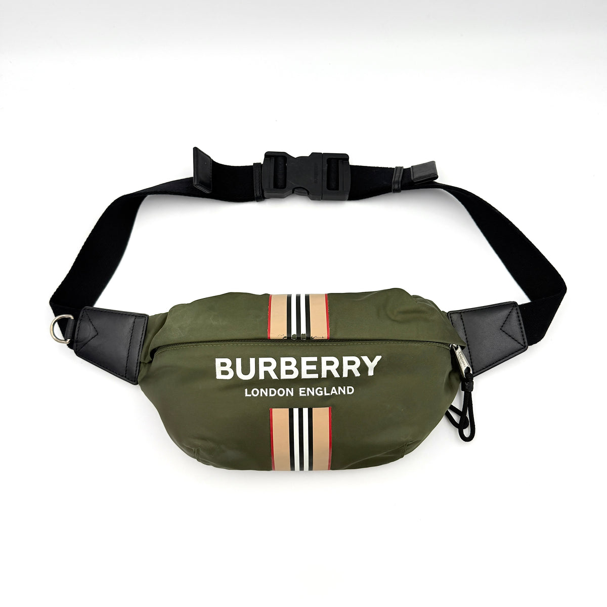 Burberry Logo Icon Stripe Sonny Body Bag Olive Green