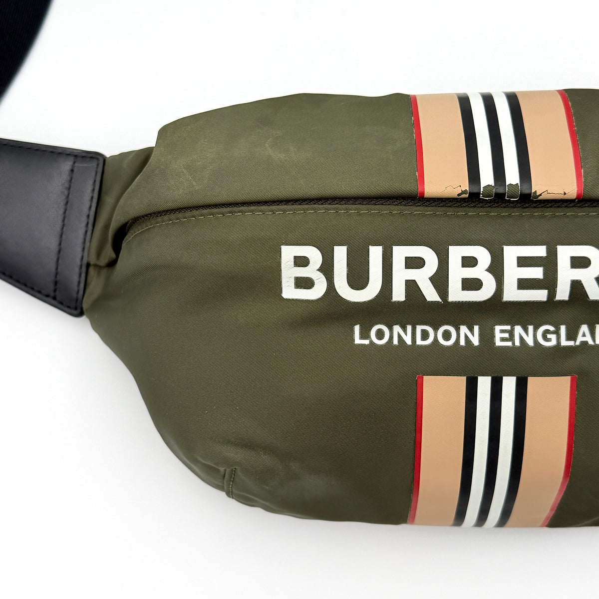 Burberry Logo Icon Stripe Sonny Body Bag Olive Green
