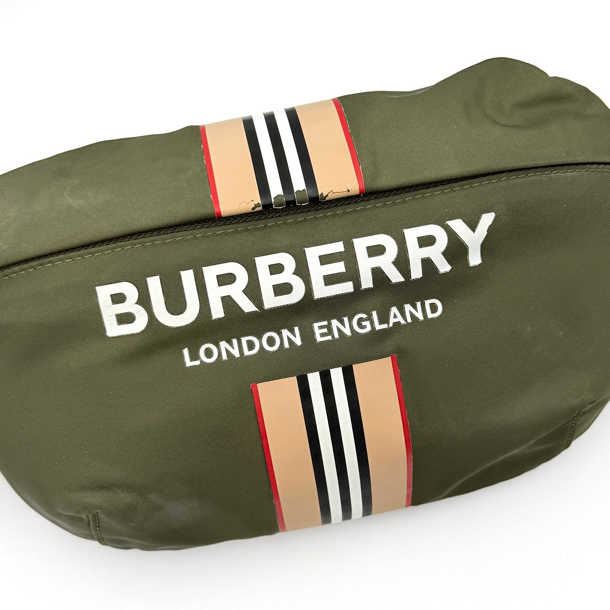 Burberry Logo Icon Stripe Sonny Body Bag Olive Green