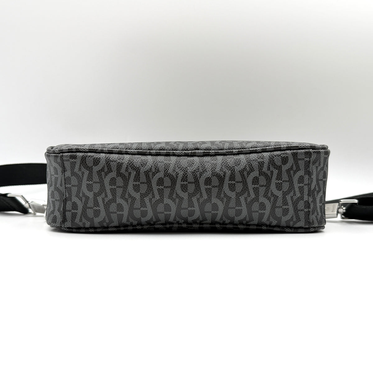 Aigner Monogram Leather Crossbody Bag Black/Grey