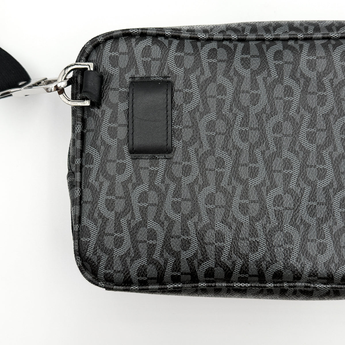 Aigner Monogram Leather Crossbody Bag Black/Grey