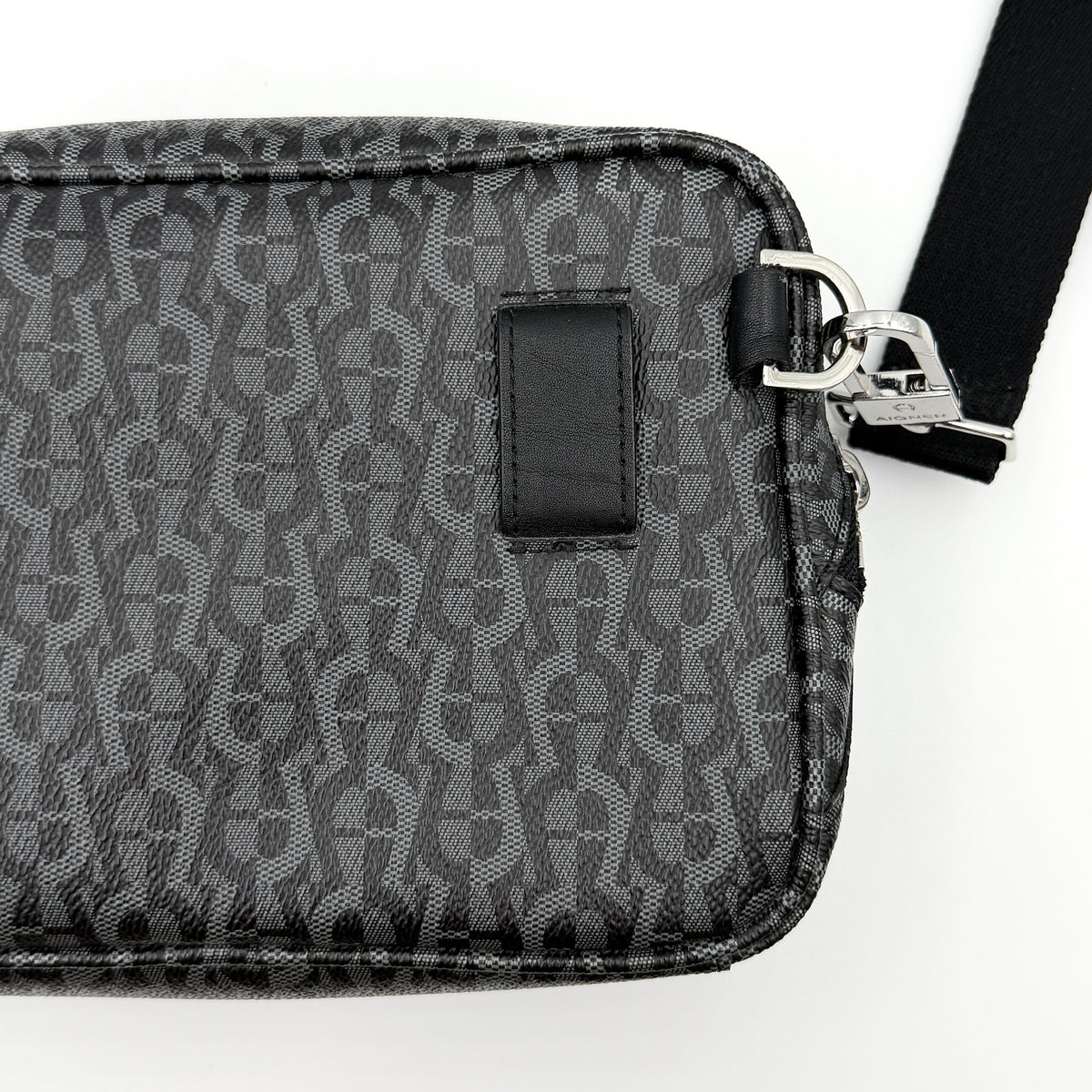 Aigner Monogram Leather Crossbody Bag Black/Grey